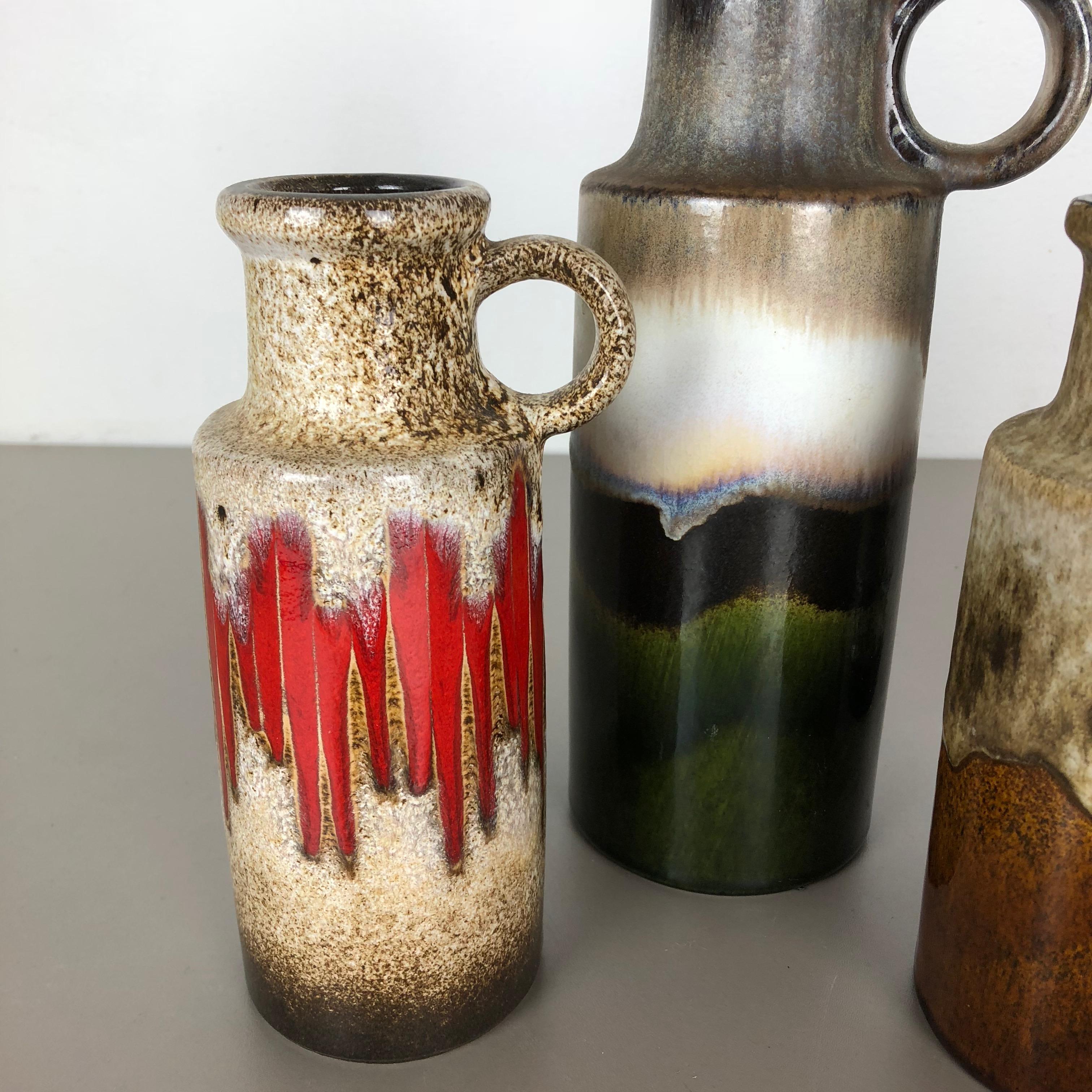 Mid-Century Modern Set of Five Vintage Pottery Fat Lava Vases 