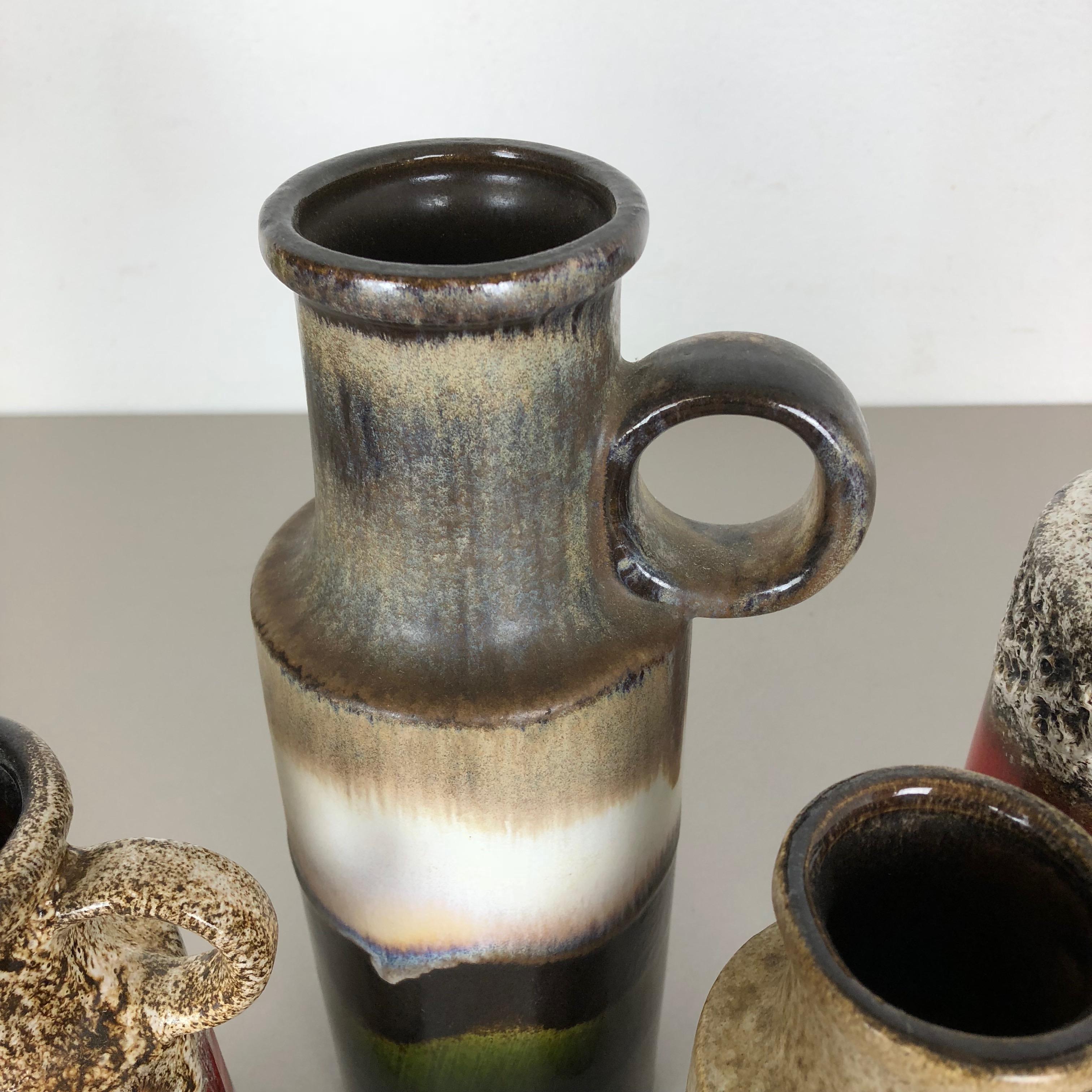 20th Century Set of Five Vintage Pottery Fat Lava Vases 