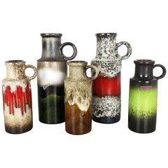 Set von fünf Fat Lava-Vasen aus Keramik „401“ von Scheurich, Deutschland, 1970er Jahre