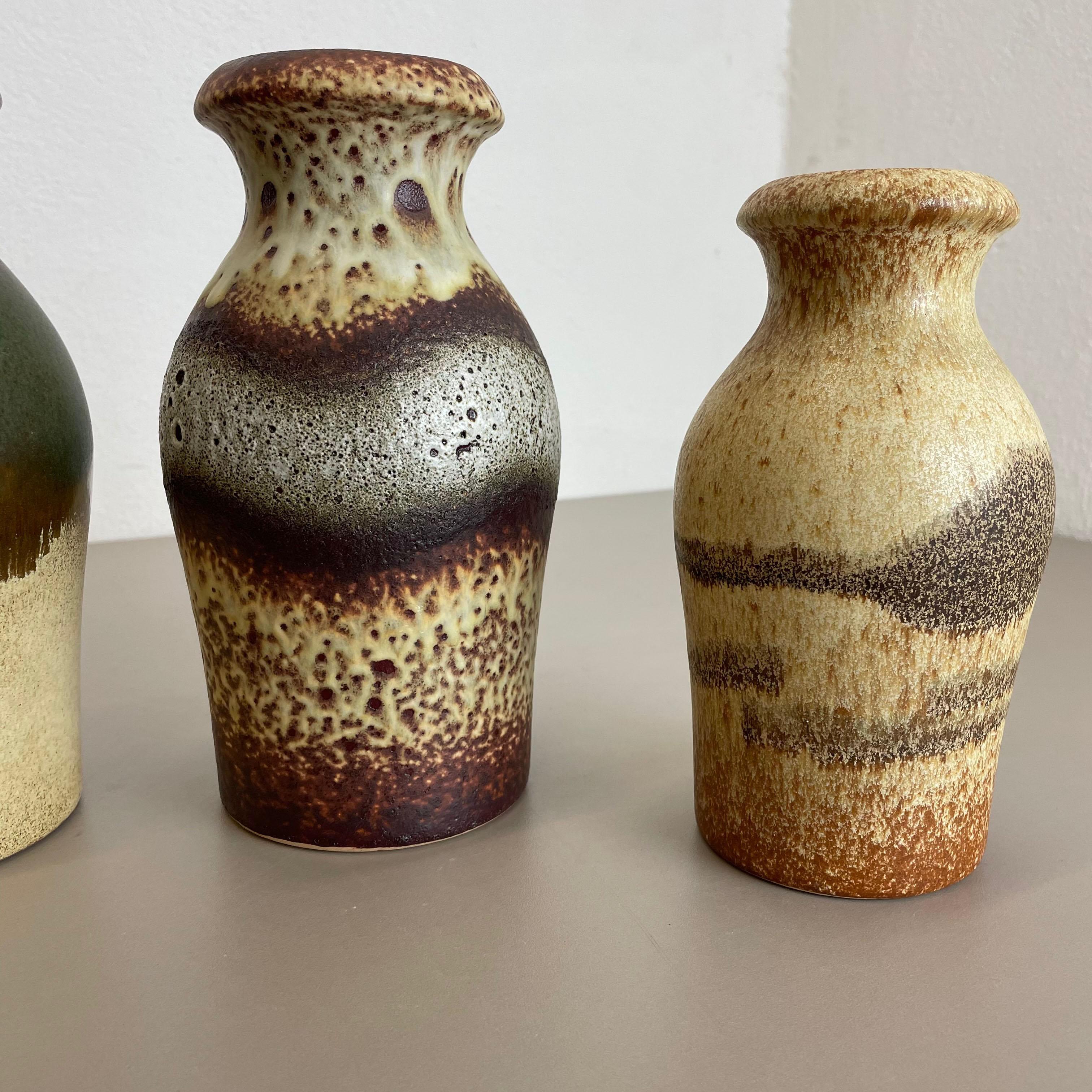 Set of Five Vintage Pottery Fat Lava Vases Made by Scheurich, Germany, 1970s For Sale 2