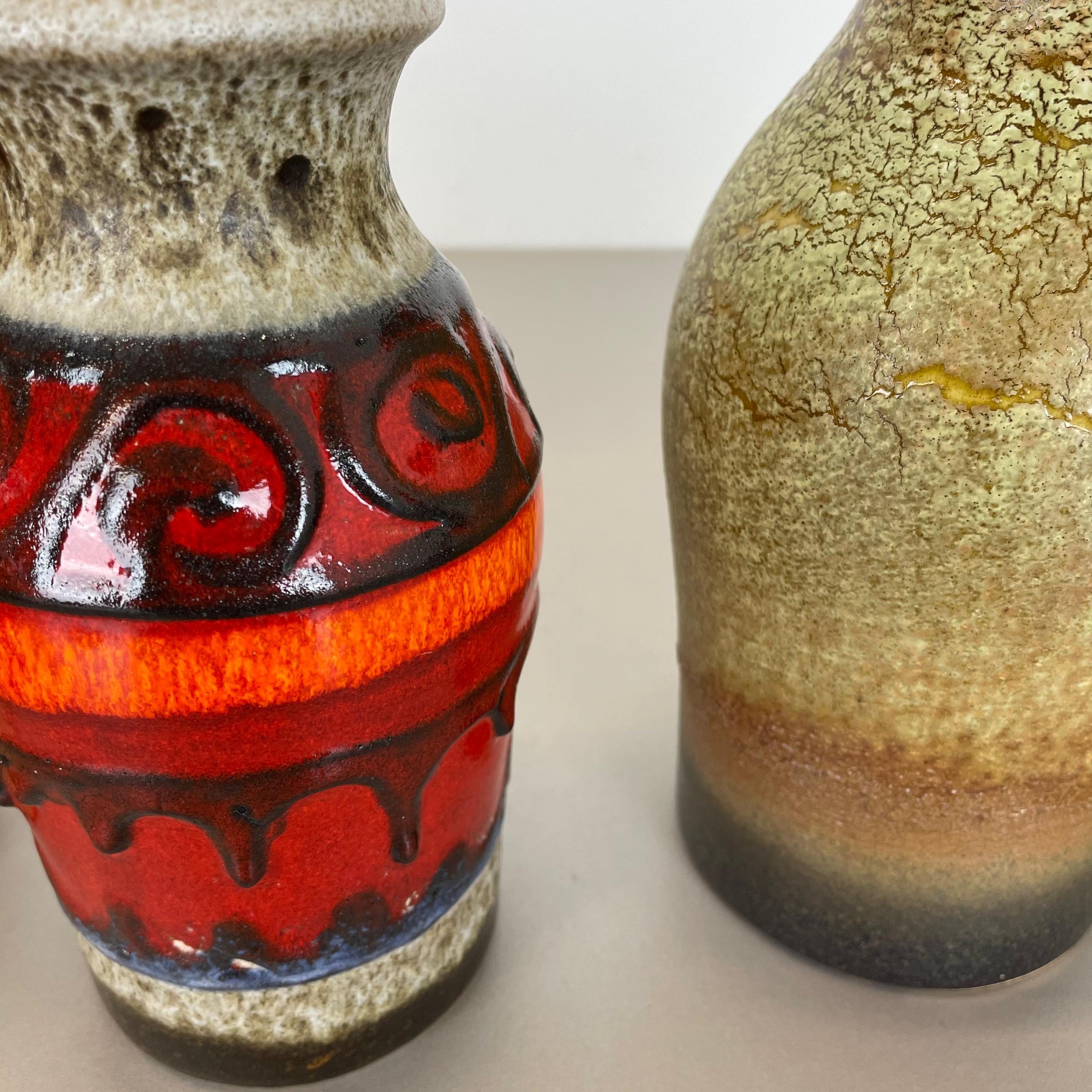 Set of Five Vintage Pottery Fat Lava Vases Made by Scheurich, Germany, 1970s For Sale 5