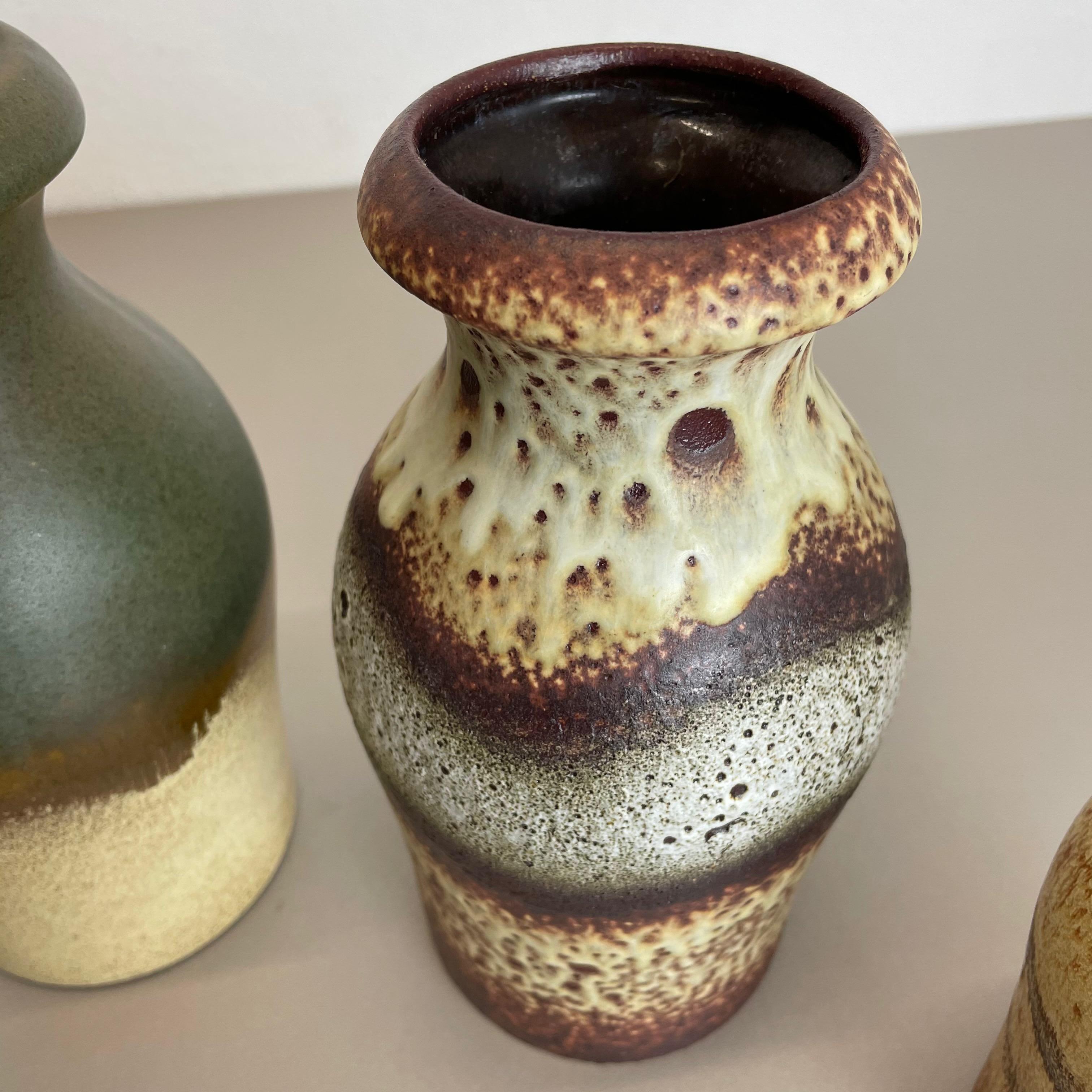 Set of Five Vintage Pottery Fat Lava Vases Made by Scheurich, Germany, 1970s For Sale 3