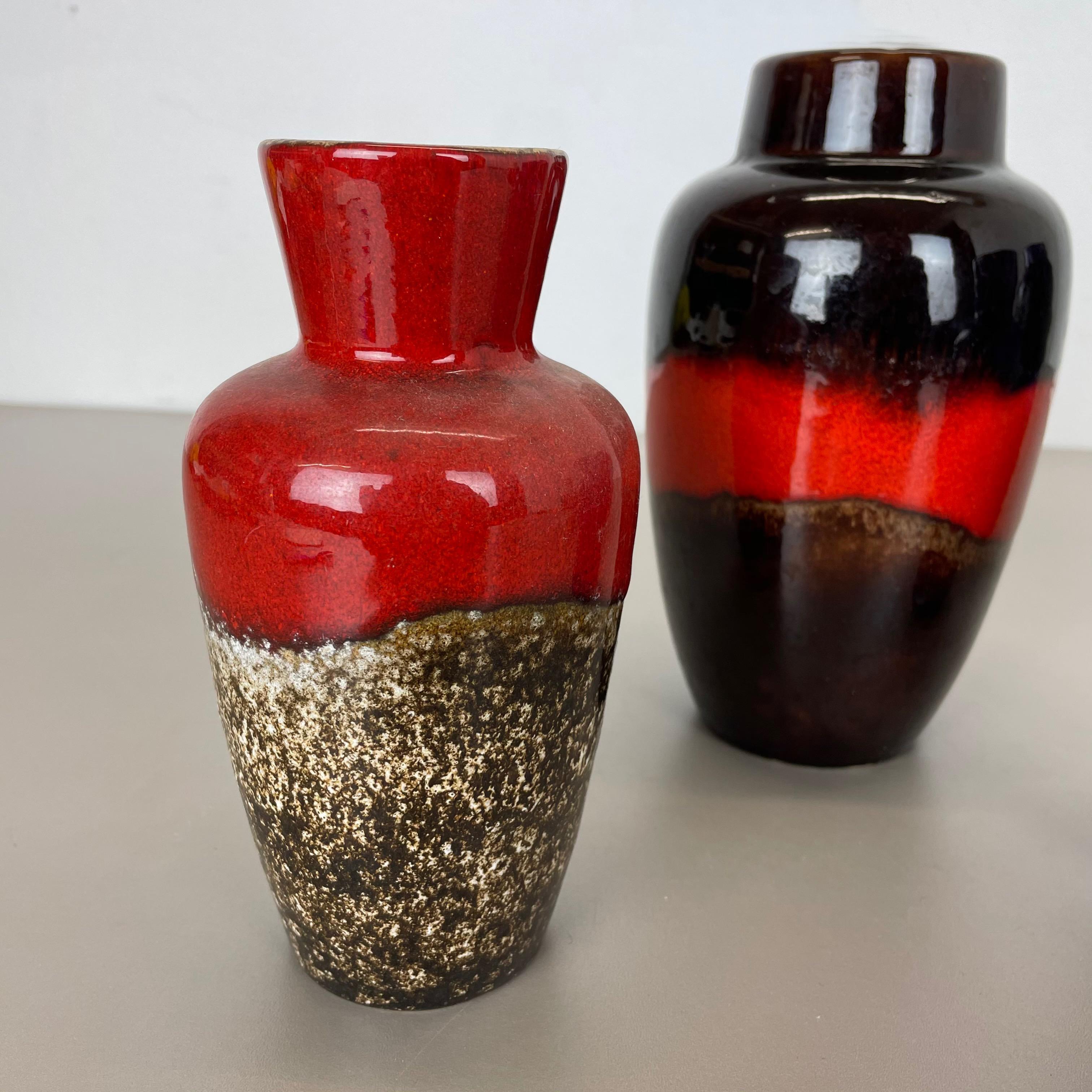 Set of Five Vintage Pottery Fat Lava Vases Made by Scheurich, Germany, 1970s In Good Condition For Sale In Kirchlengern, DE