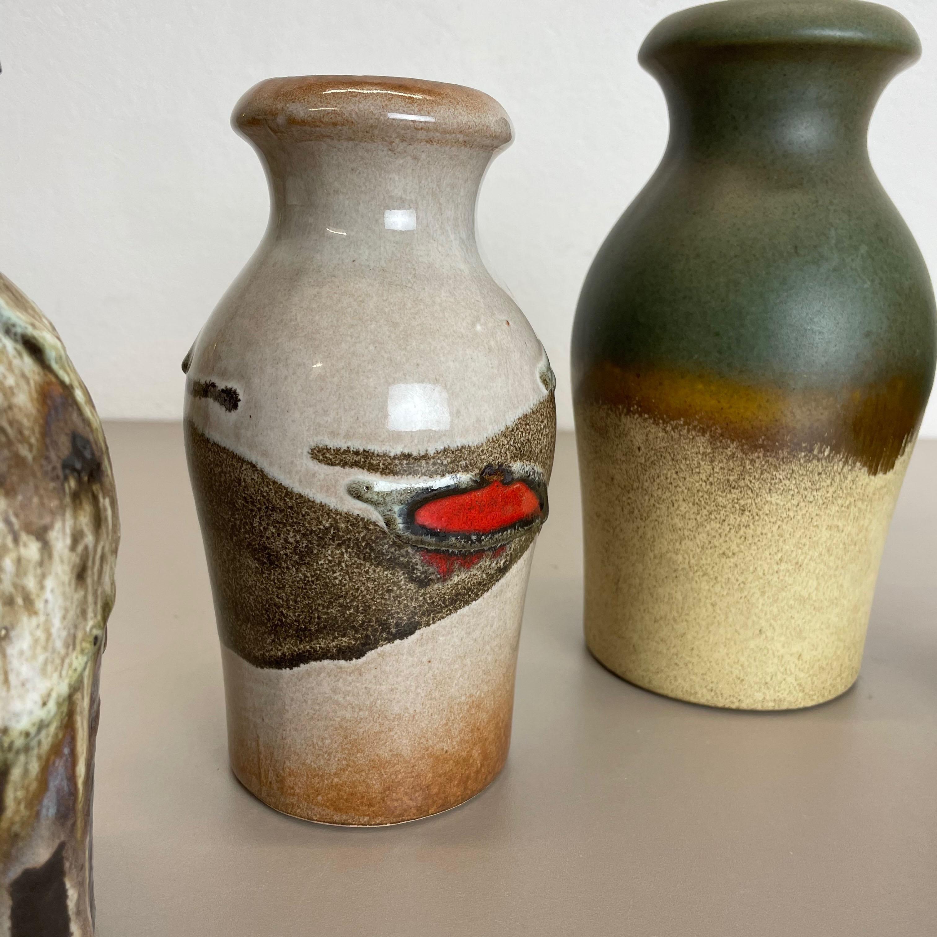 Set von fünf flachen Lava-Vasen aus Keramik, hergestellt von Scheurich, Deutschland, 1970er Jahre im Angebot 1
