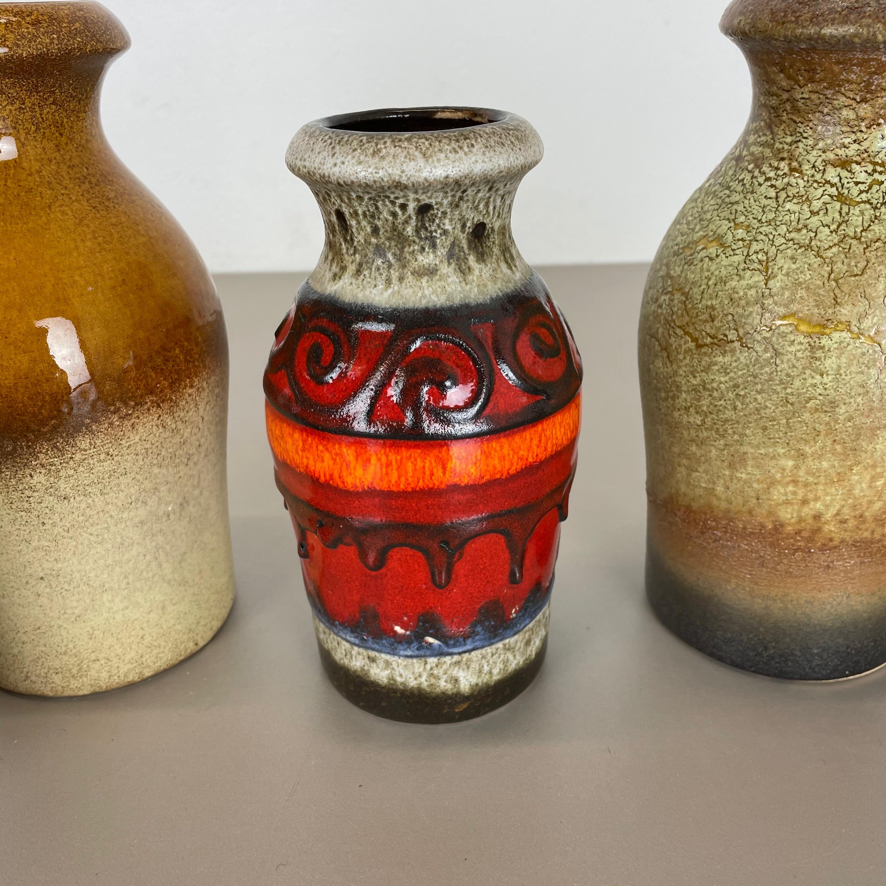 Set of Five Vintage Pottery Fat Lava Vases Made by Scheurich, Germany, 1970s For Sale 1