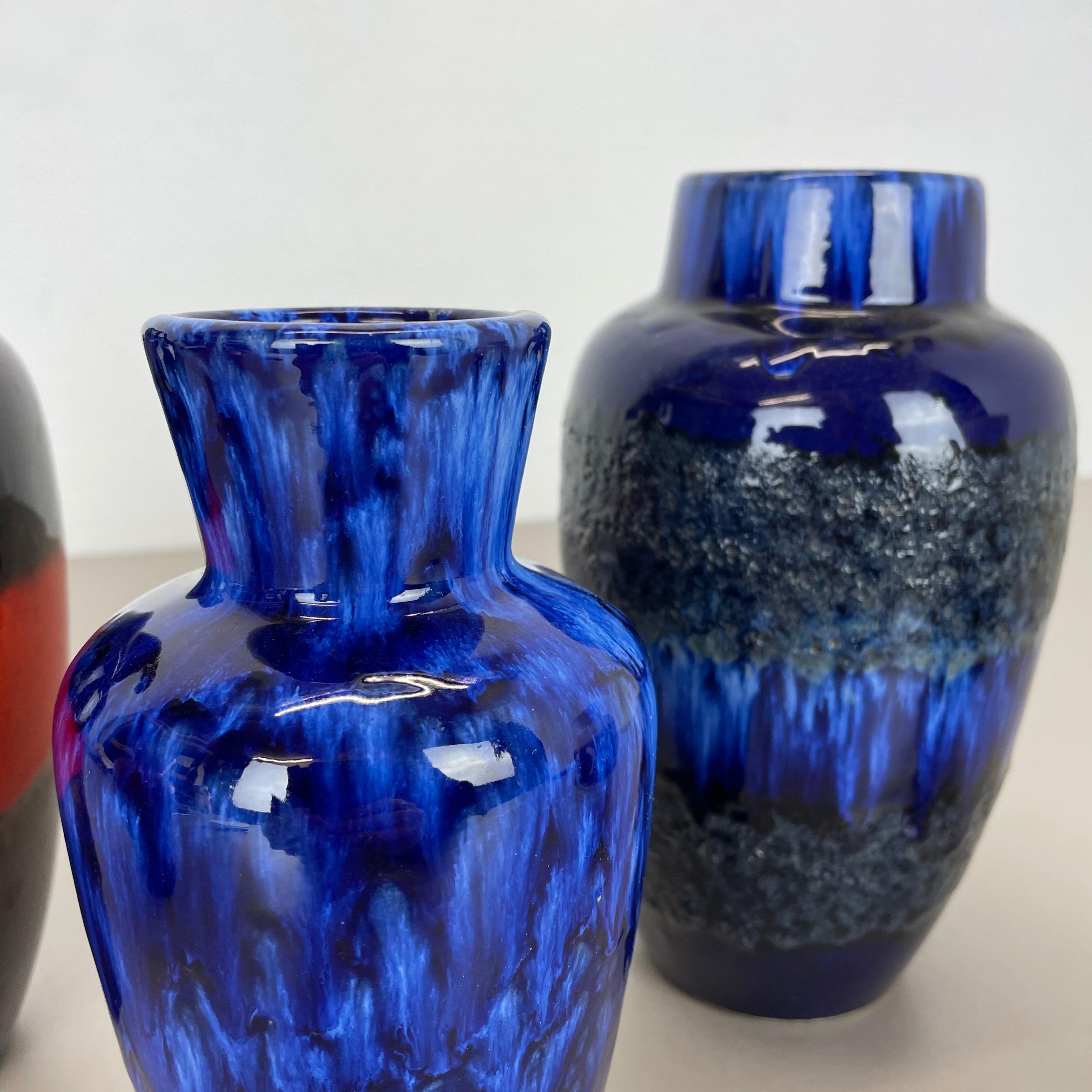 Set of Five Vintage Pottery Fat Lava Vases Made by Scheurich, Germany, 1970s For Sale 3