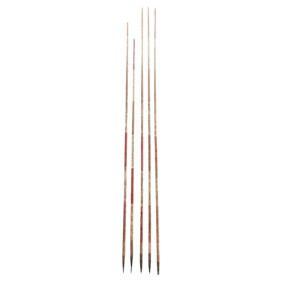 Metà XX secolo Set di cinque bastoni da neve vintage, Spagna, inizio XX secolo in vendita