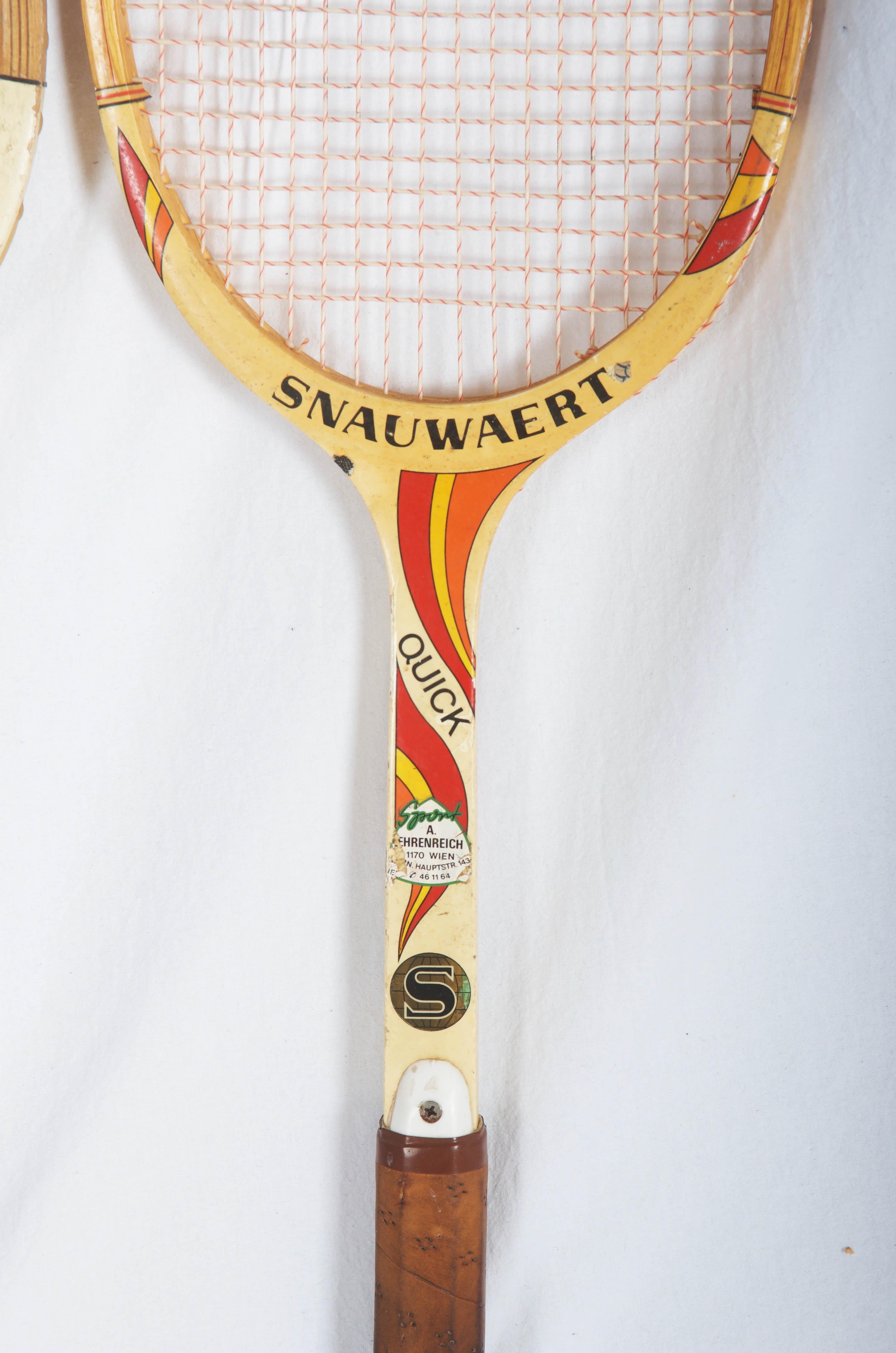Mid-Century Modern Set of Five Vintage Tennis Rackets  For Sale