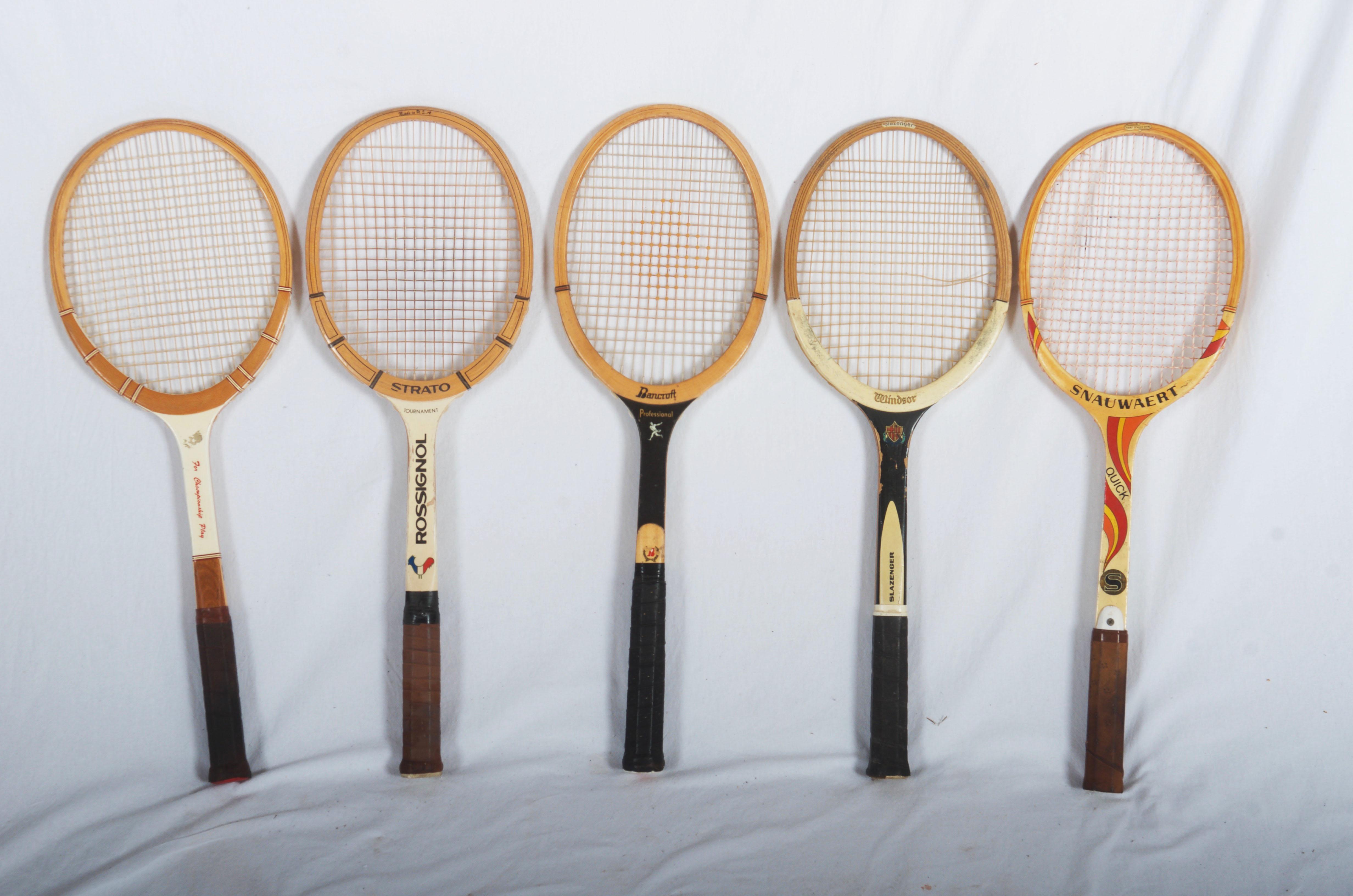 Austrian Set of Five Vintage Tennis Rackets