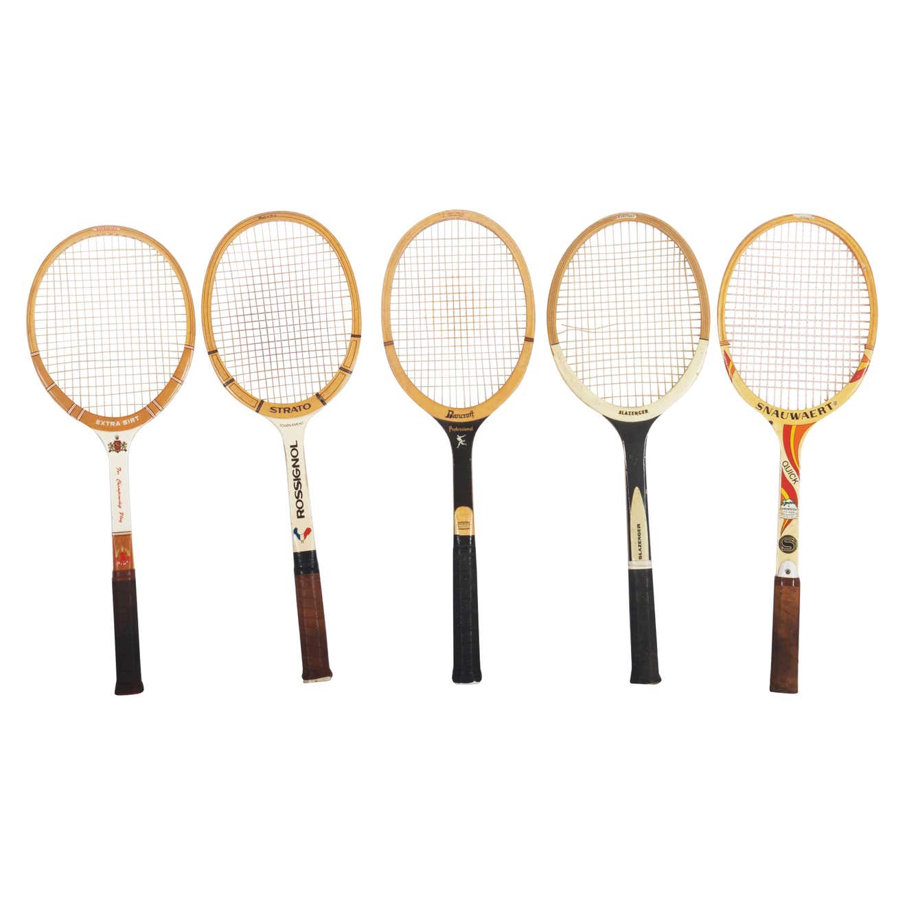 Set of Five Vintage Tennis Rackets For Sale at 1stDibs