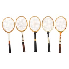 Set of Five Vintage Tennis Rackets 