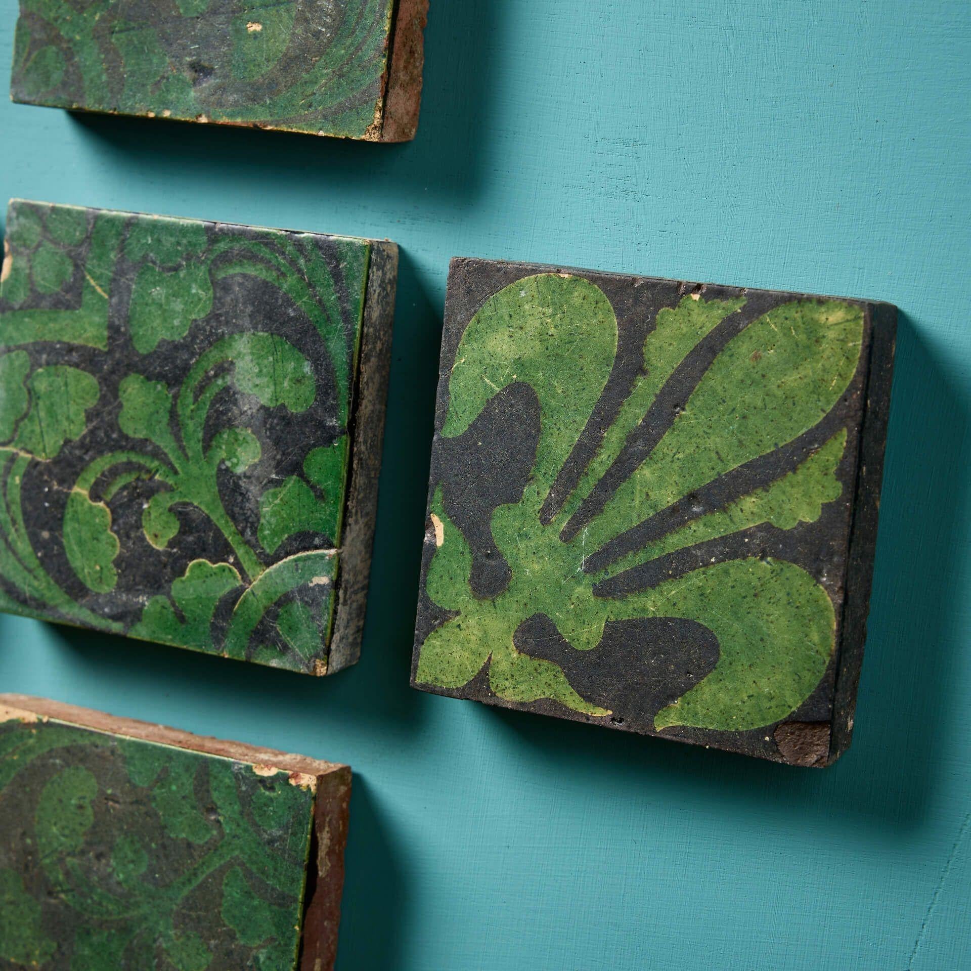 Victorian Set of Five W Godwin Terracotta Encaustic Tiles For Sale