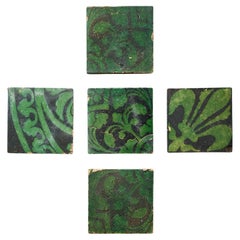Set of Five W Godwin Terracotta Encaustic Tiles