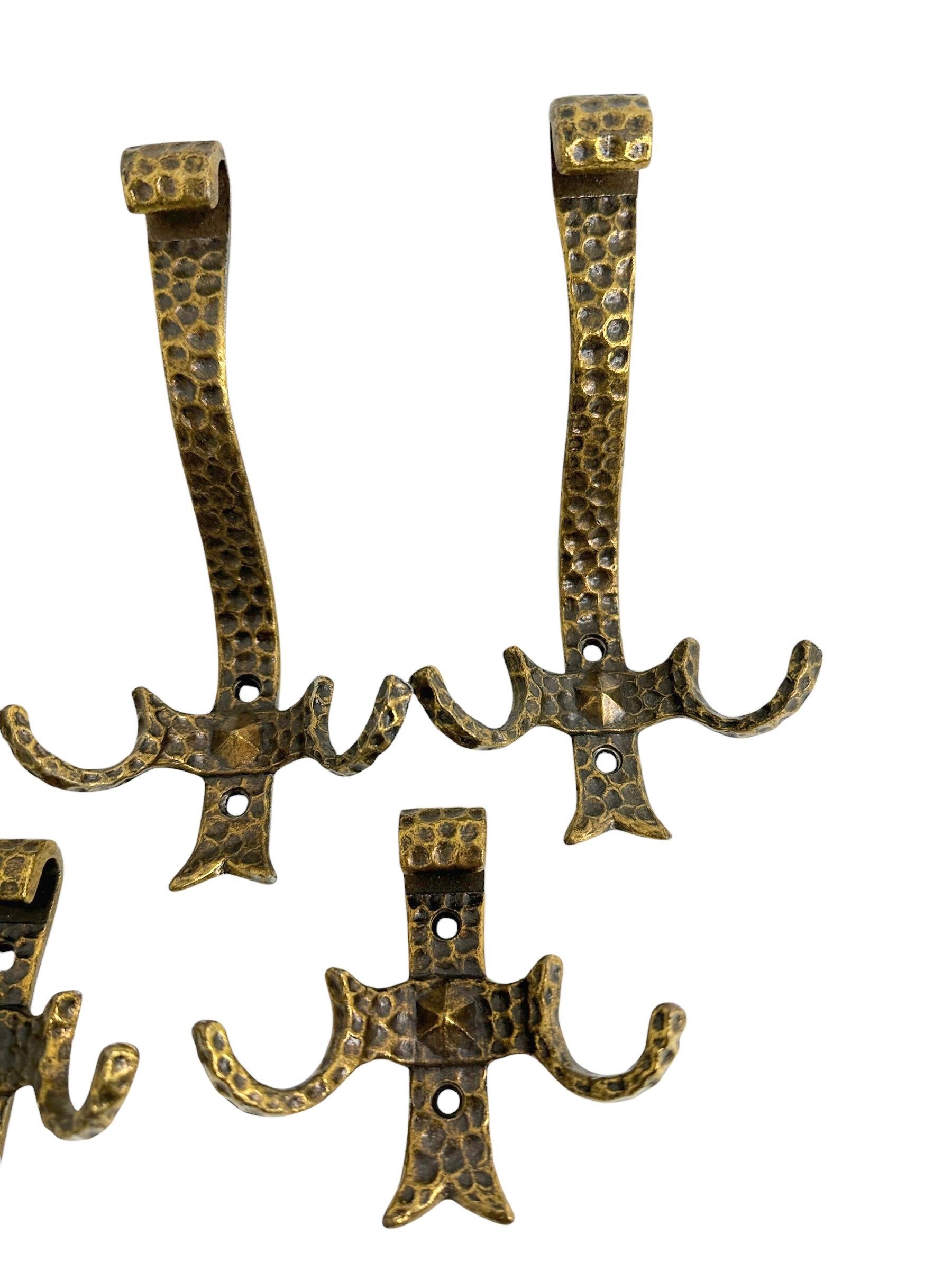 Dutch Set of Five Wall Coat Hooks, Brutalist, Mid-Century Modern, 1960s For Sale