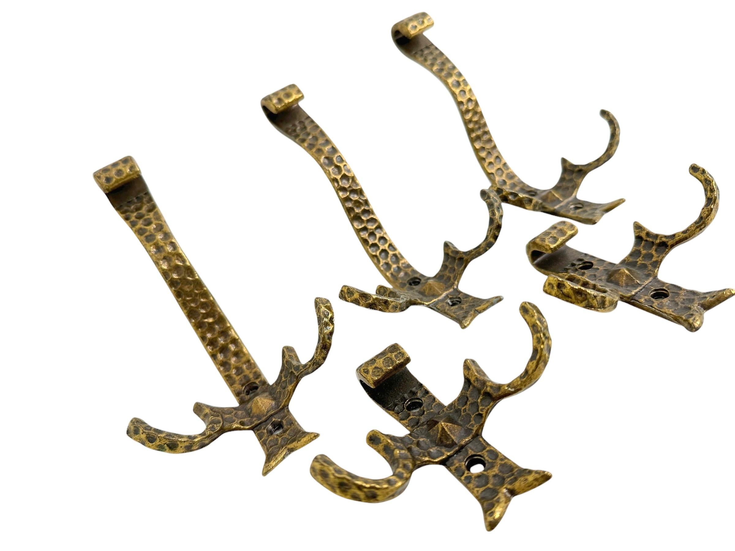 Mid-20th Century Set of Five Wall Coat Hooks, Brutalist, Mid-Century Modern, 1960s For Sale