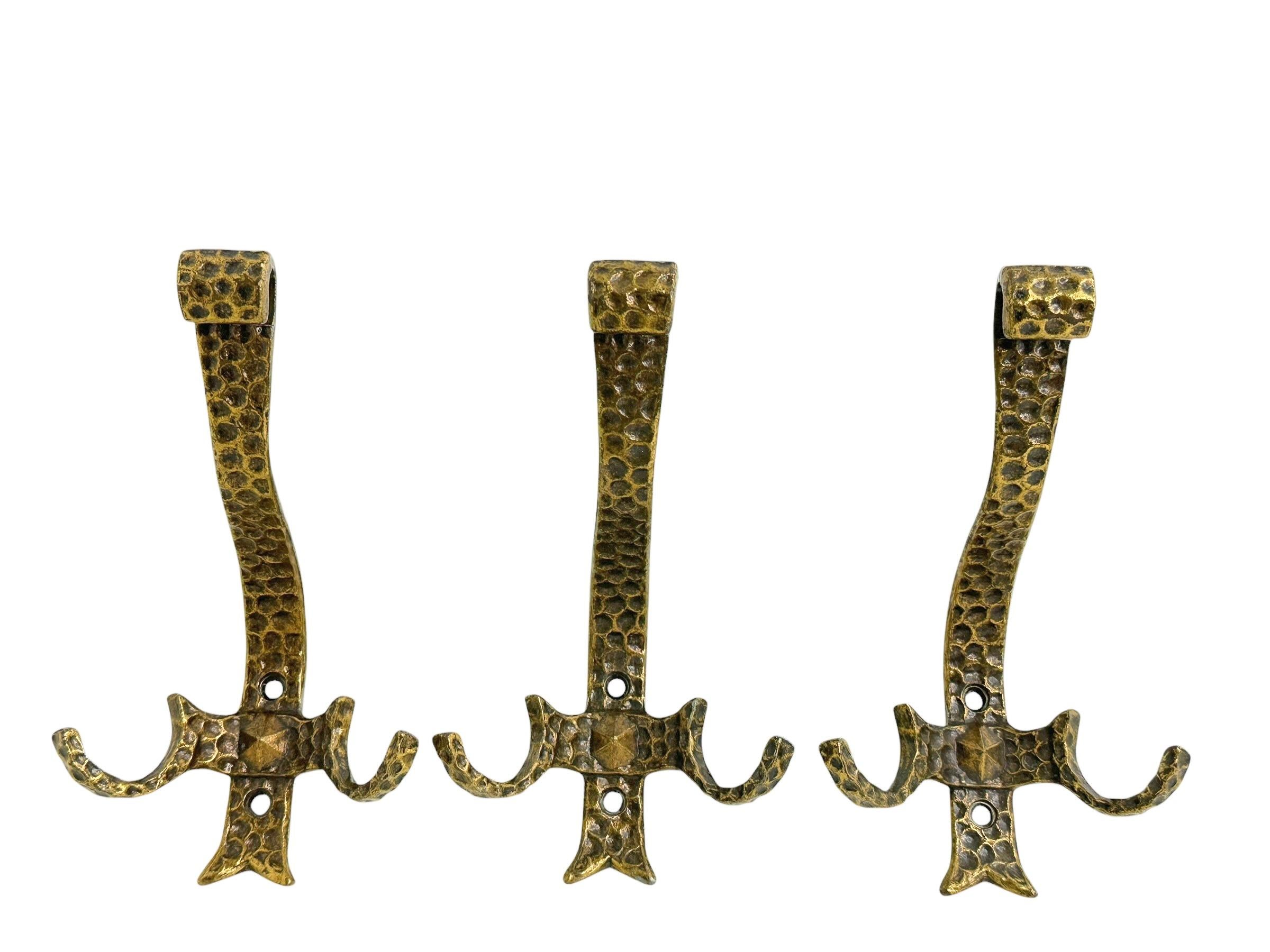 Metal Set of Five Wall Coat Hooks, Brutalist, Mid-Century Modern, 1960s For Sale