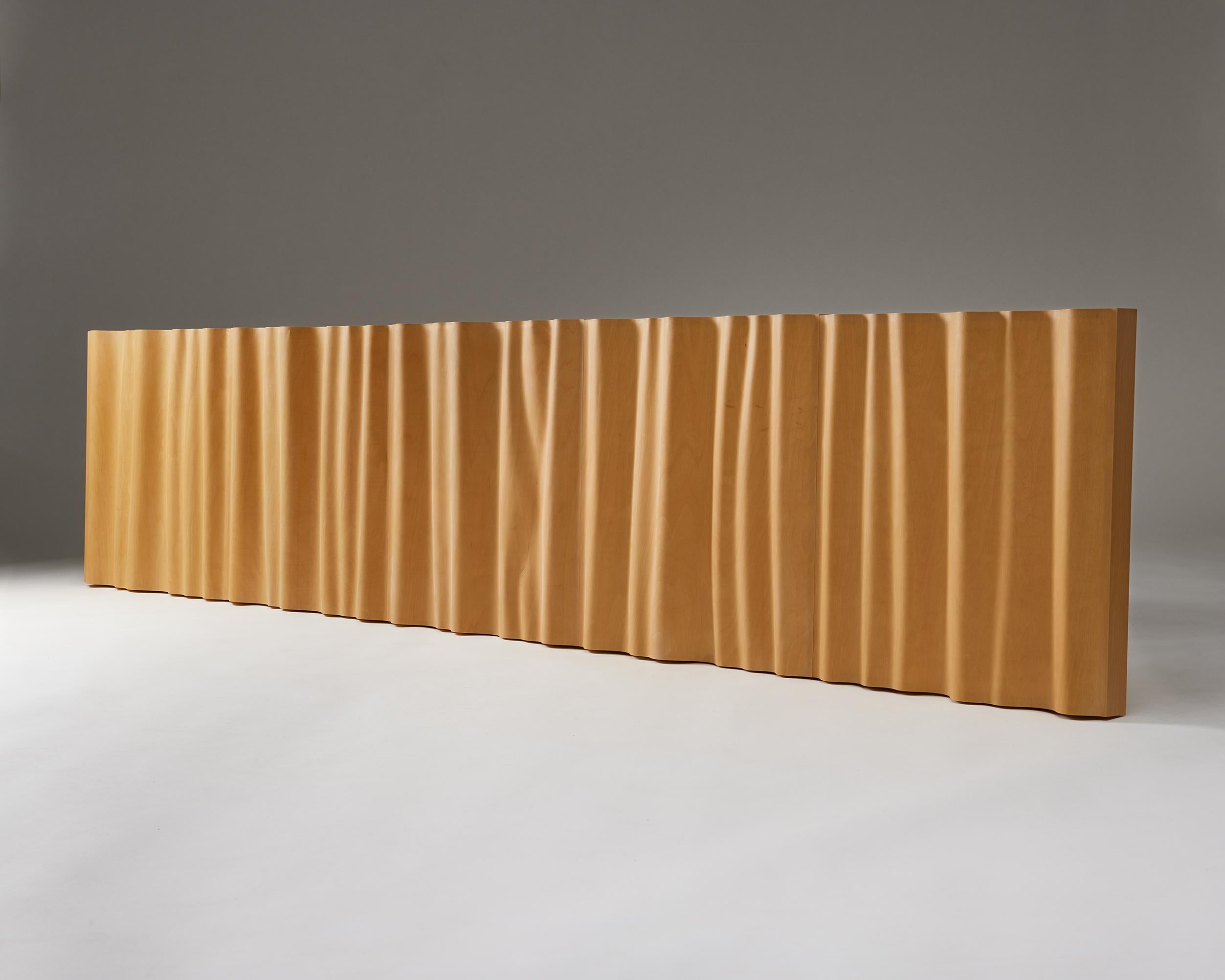 Set of five wall panels ‘Ply’ by Jouko Kärkkäinen for HKT Korhonen Oy,
Finland. 1990s.
Varnished plywood.

Dimensions of one panel:
H: 59.5 cm / 1' 11 1/2