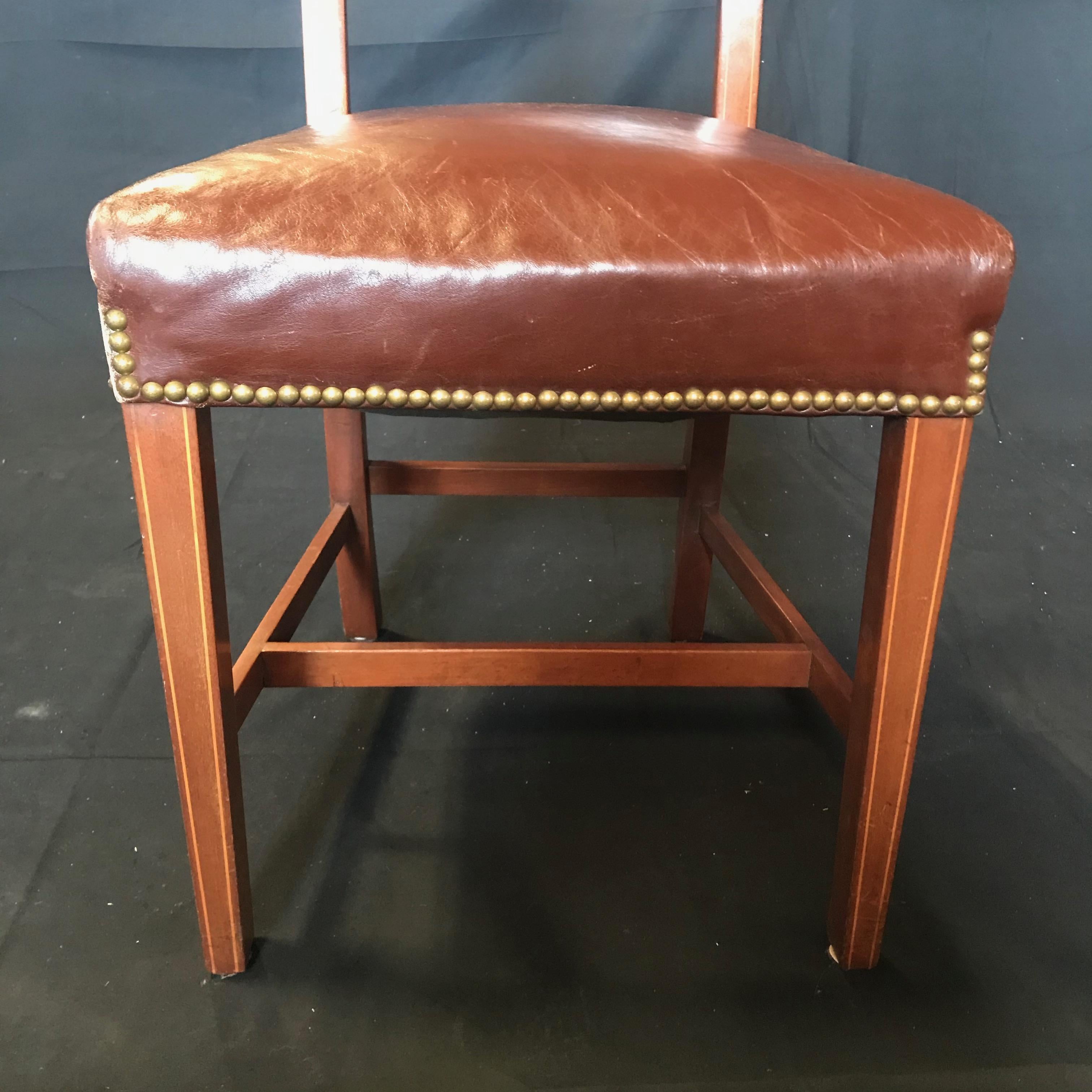Set of Five Walnut Regency Chairs with Inlaid Frames and Diamond Backs 4