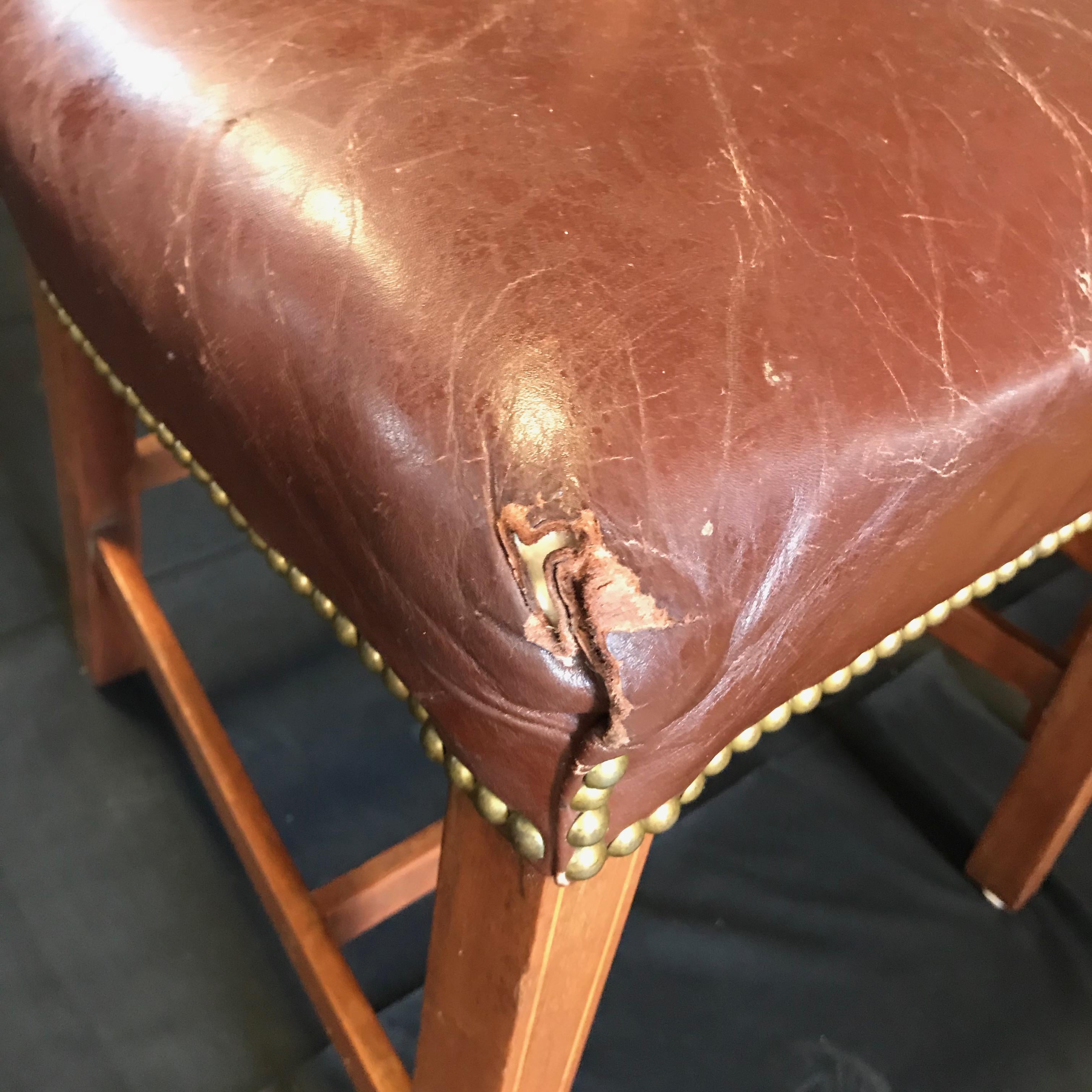 Set of Five Walnut Regency Chairs with Inlaid Frames and Diamond Backs 5
