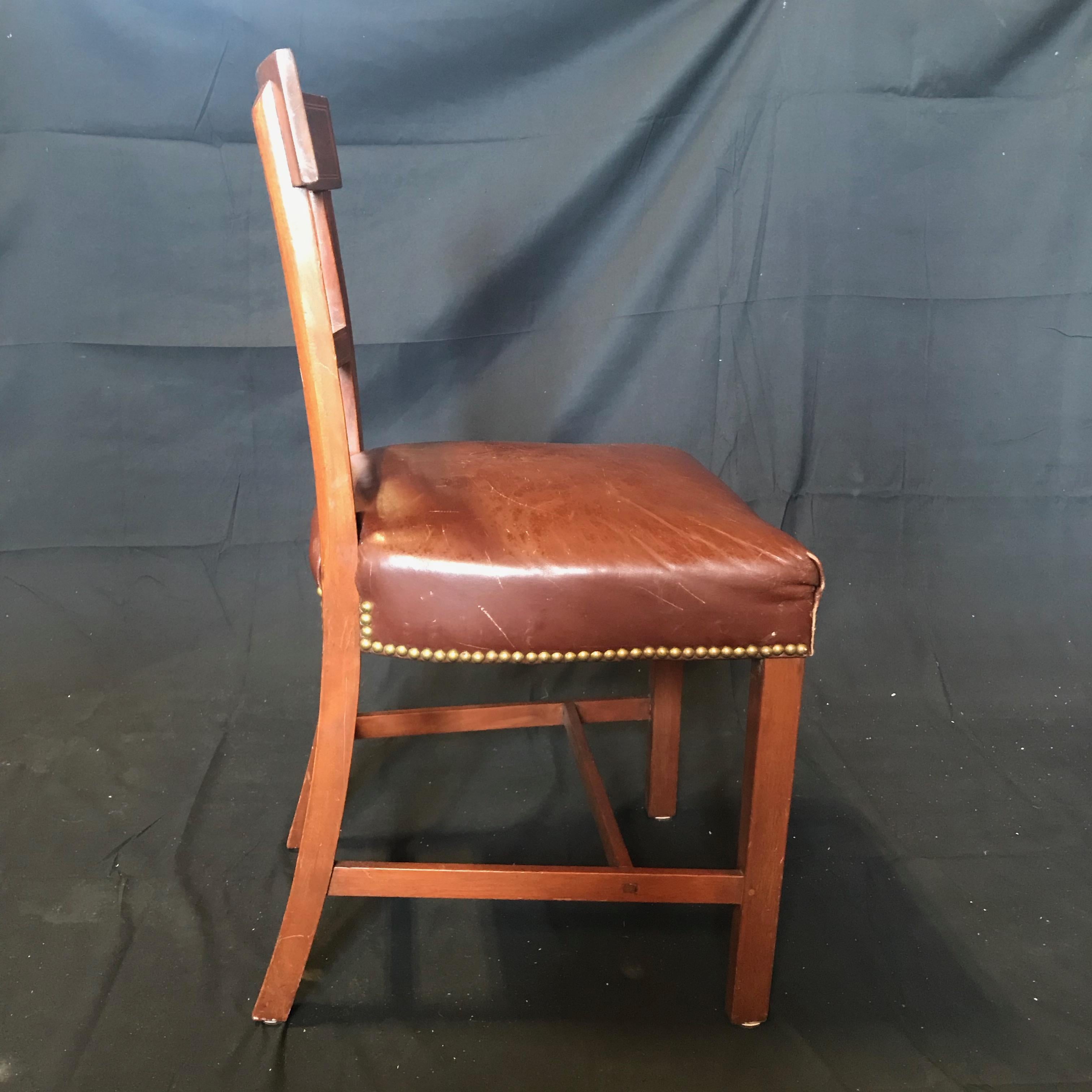 Set of Five Walnut Regency Chairs with Inlaid Frames and Diamond Backs 8