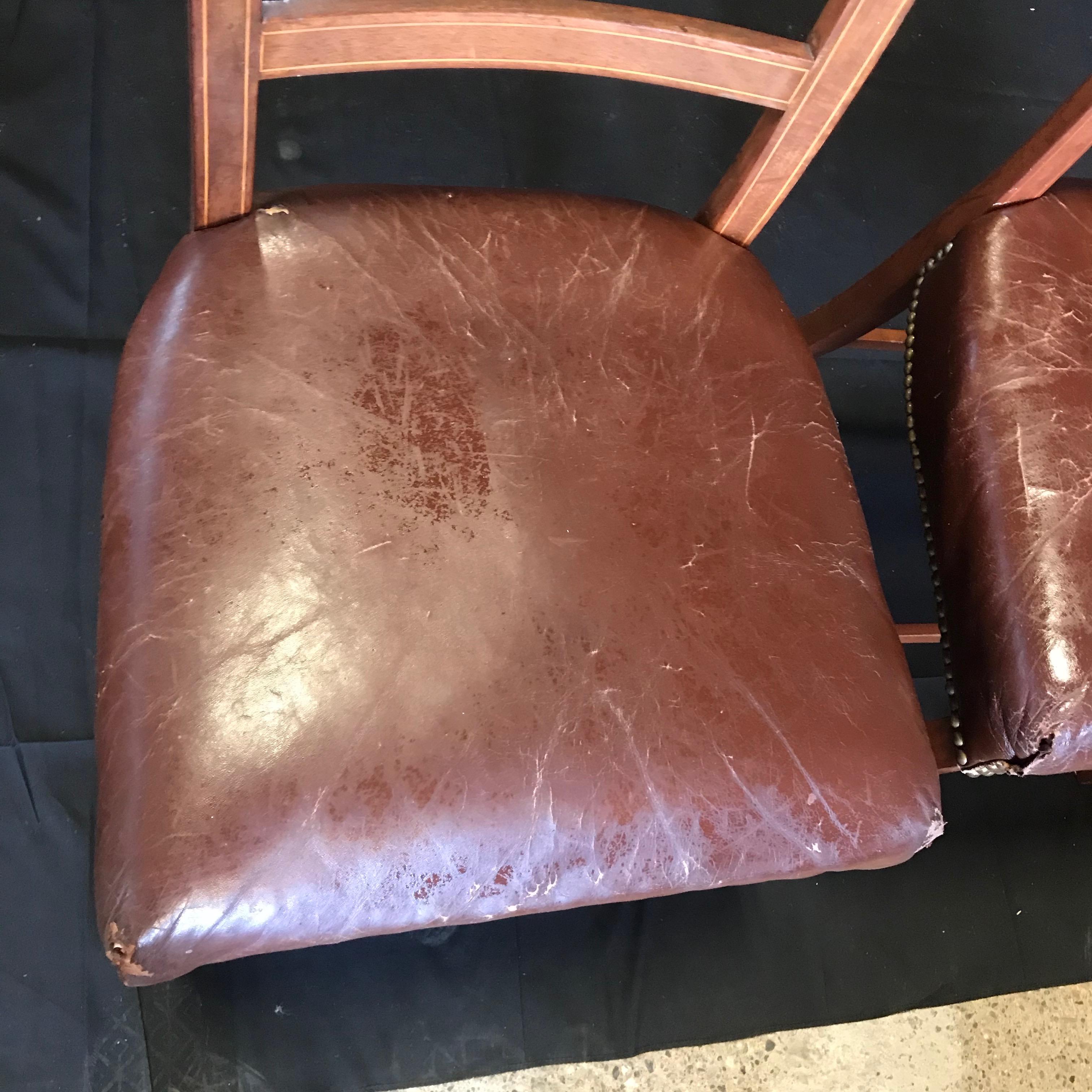 Set of Five Walnut Regency Chairs with Inlaid Frames and Diamond Backs 11