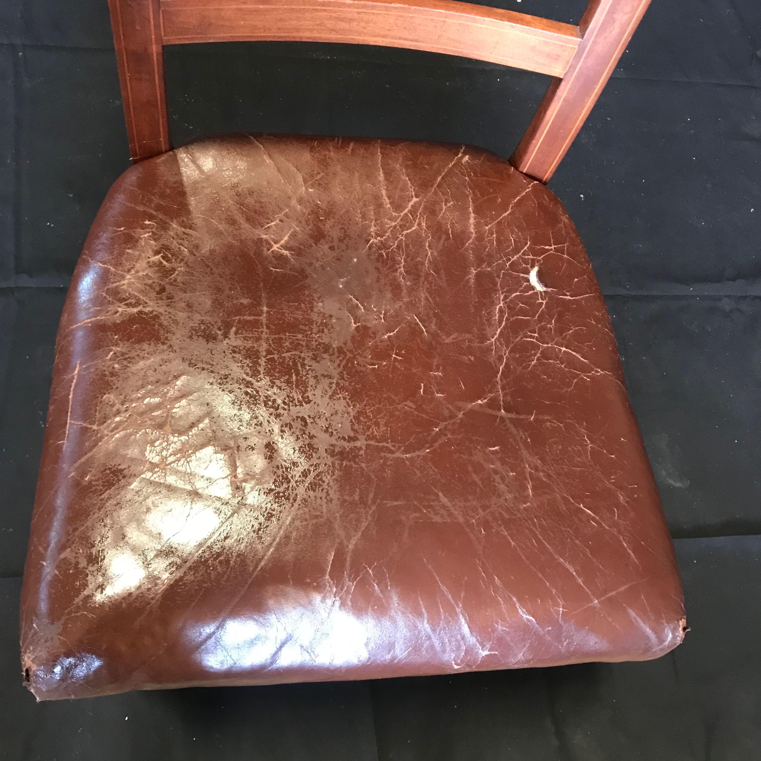 Set of Five Walnut Regency Chairs with Inlaid Frames and Diamond Backs 13