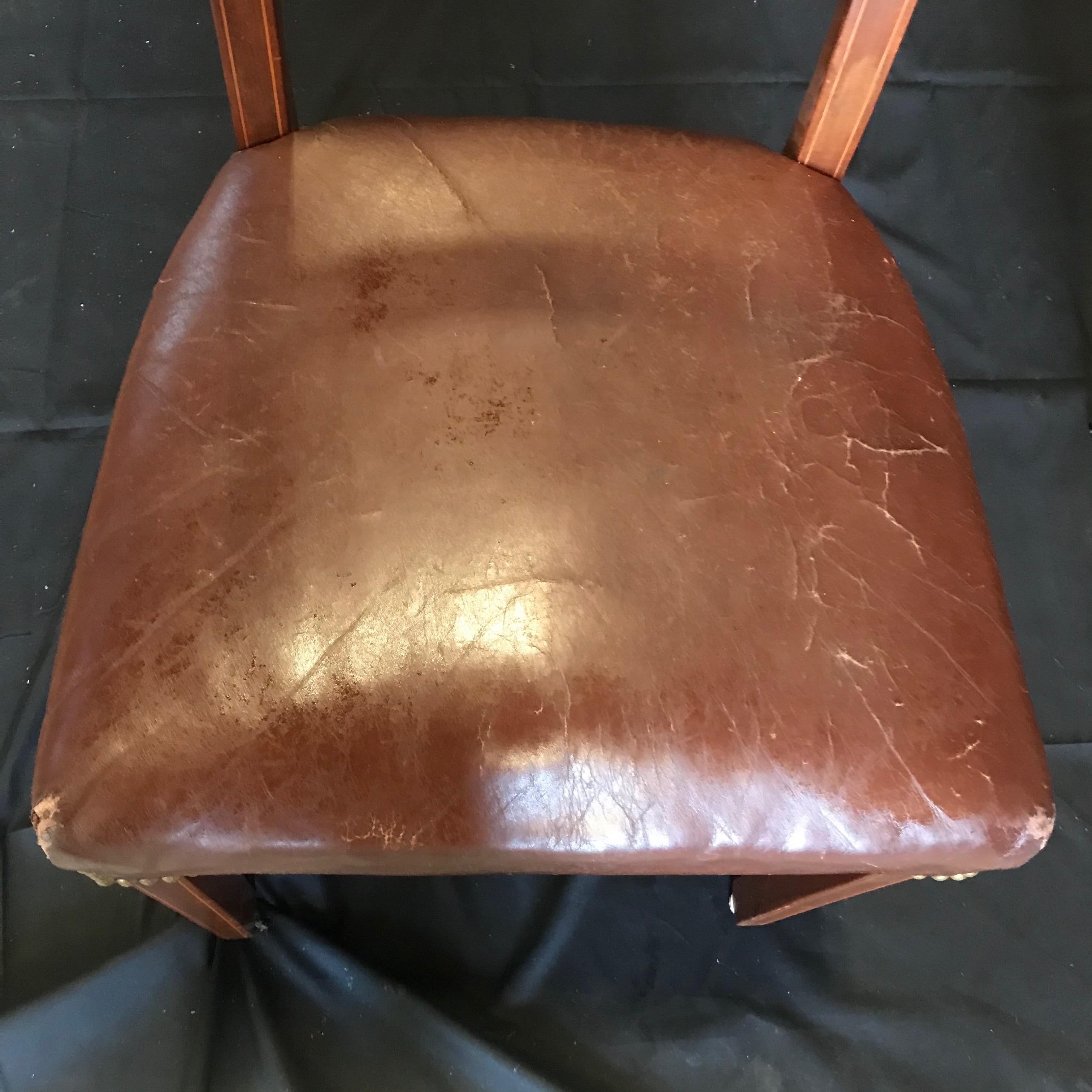Set of Five Walnut Regency Chairs with Inlaid Frames and Diamond Backs 2