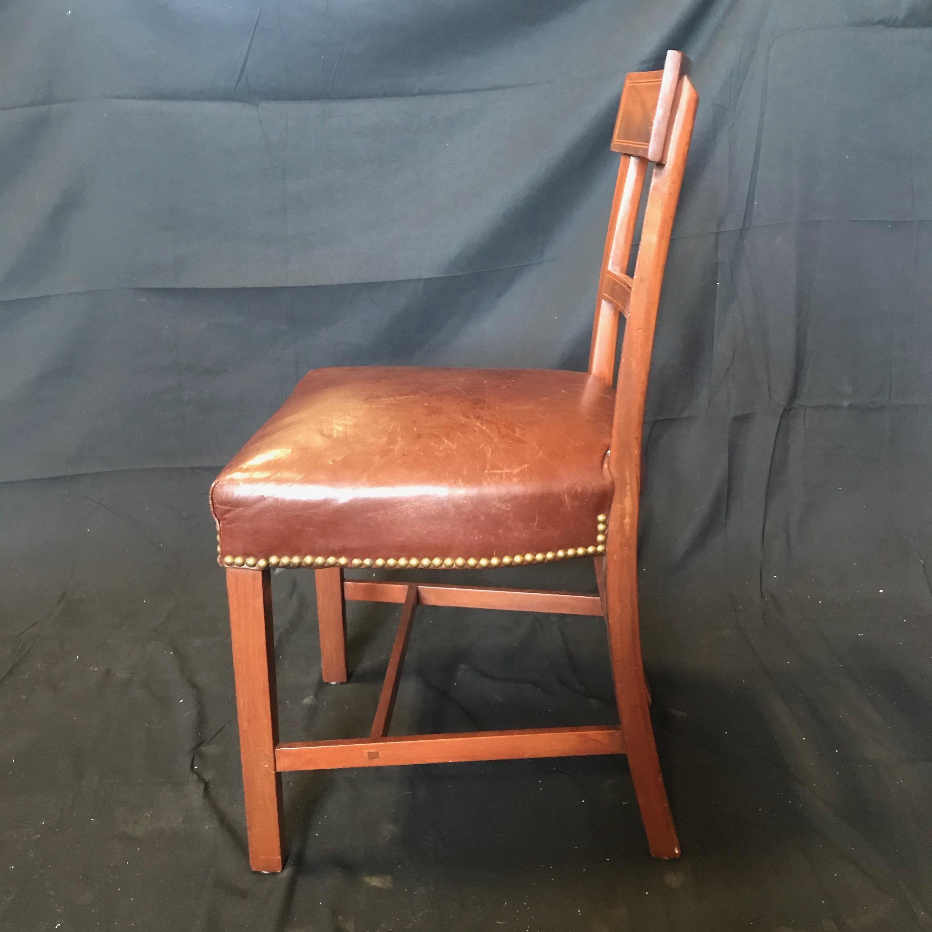 Set of Five Walnut Regency Chairs with Inlaid Frames and Diamond Backs 3