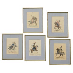 Ensemble de cinq croquis à l'aquarelle
