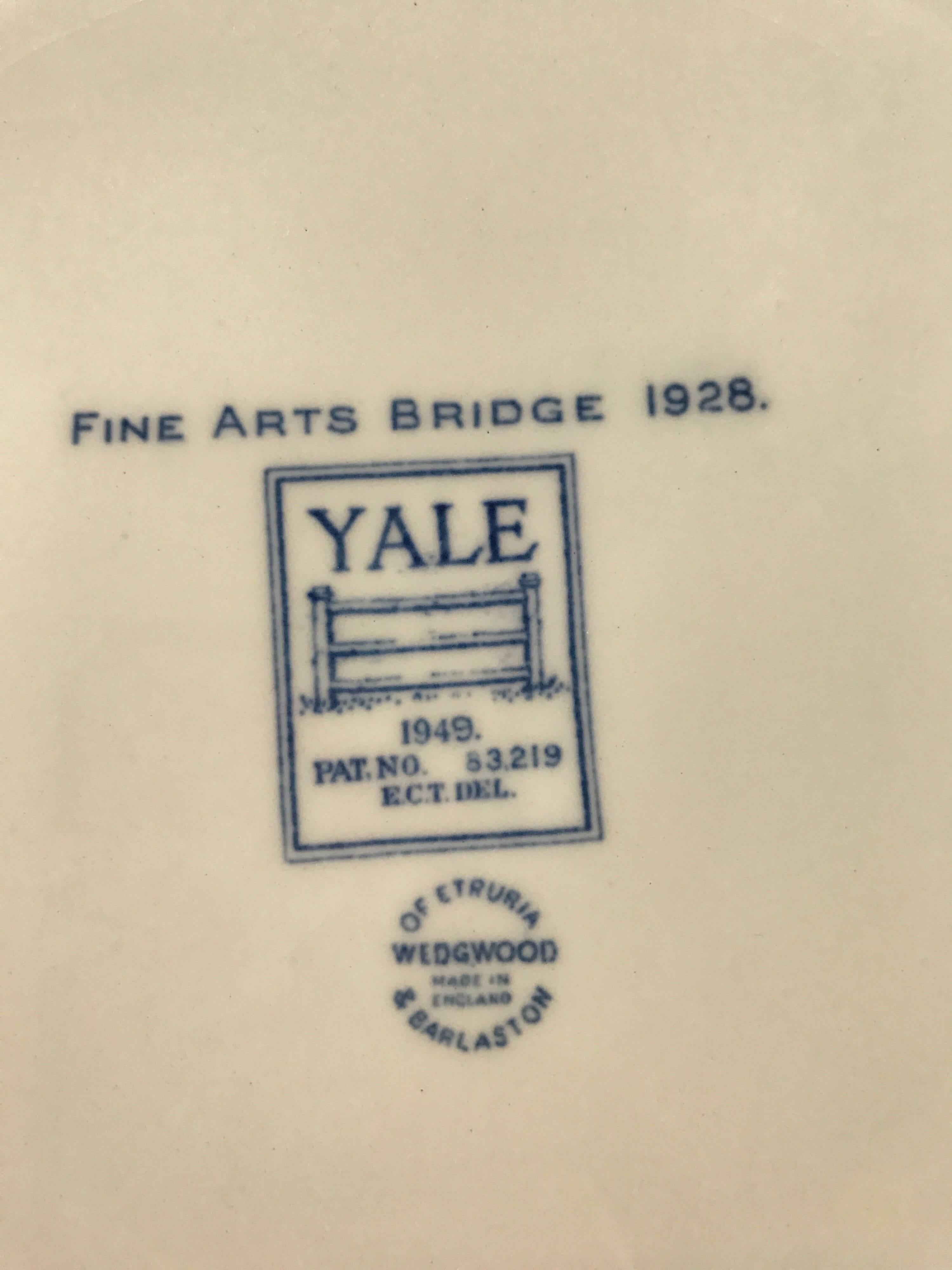 20th Century Set of Five Wedgwood Blue and White Yale University Plates