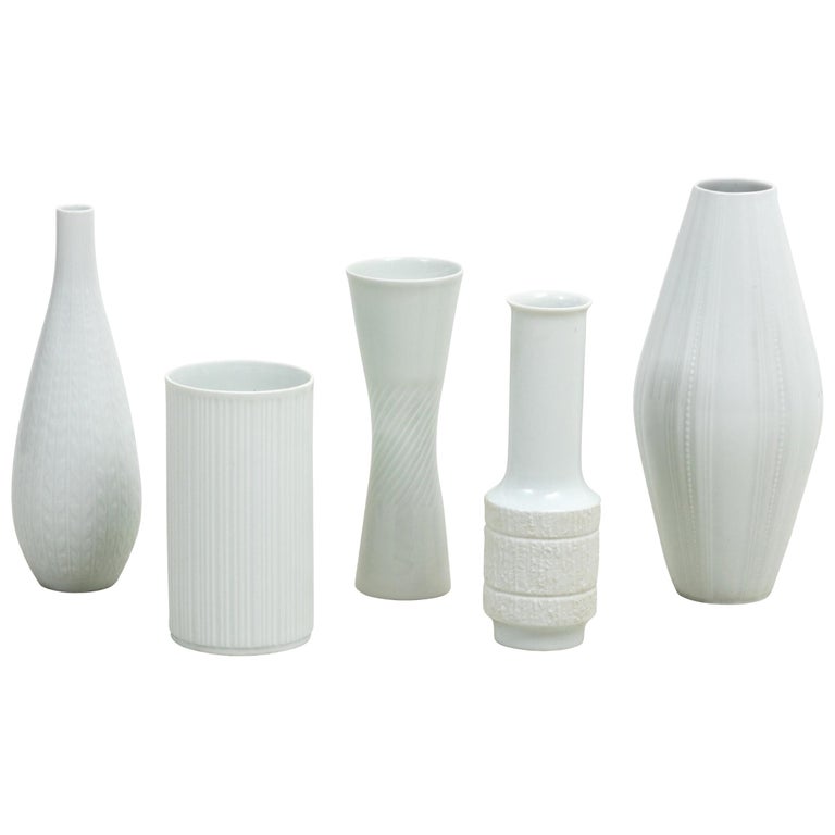 Set of Five White Bavarian Vases at 1stDibs