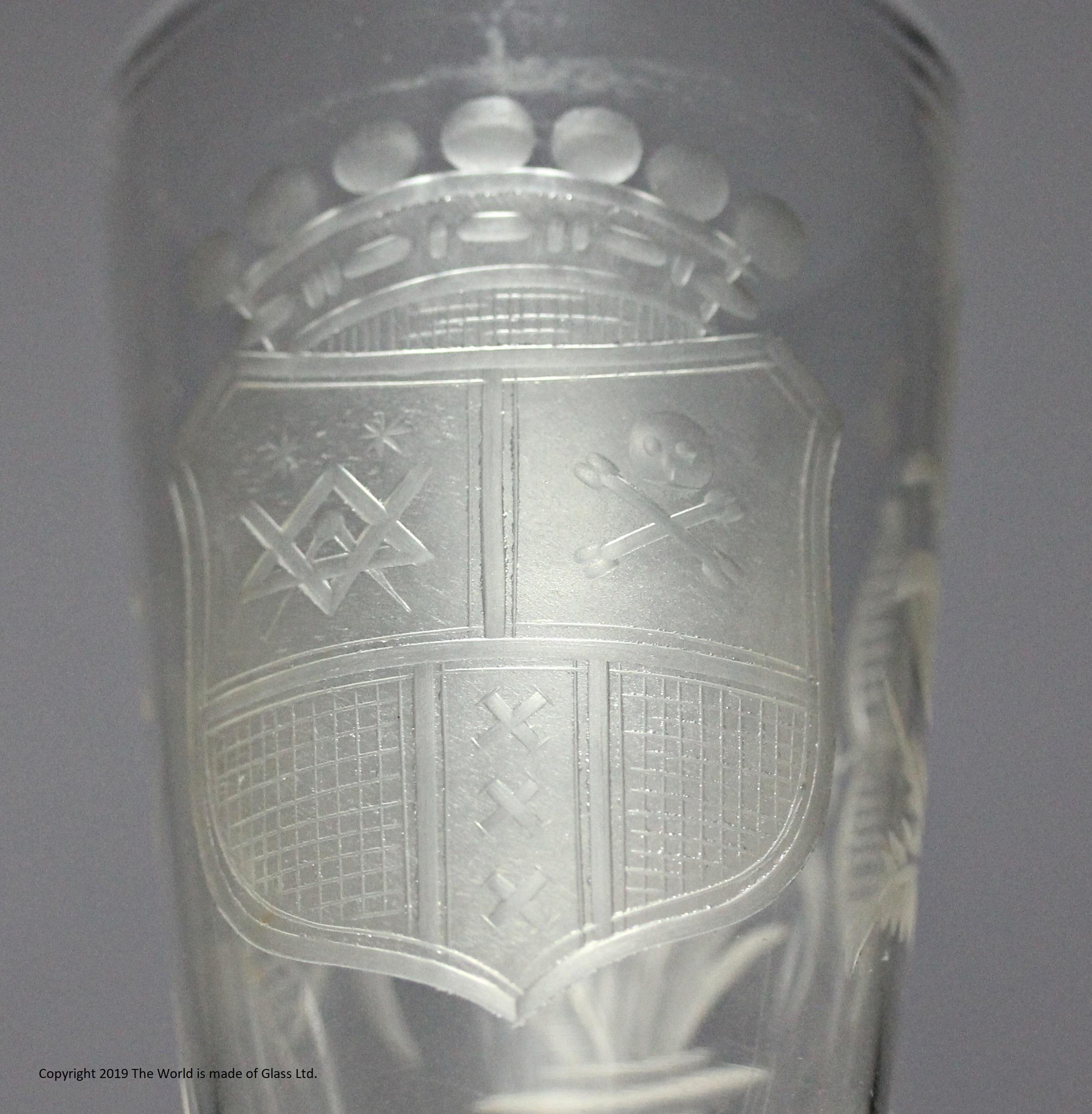 Set of Five William IV/Early Victorian Armorial-Engraved Masonic Ale Glasses For Sale 6