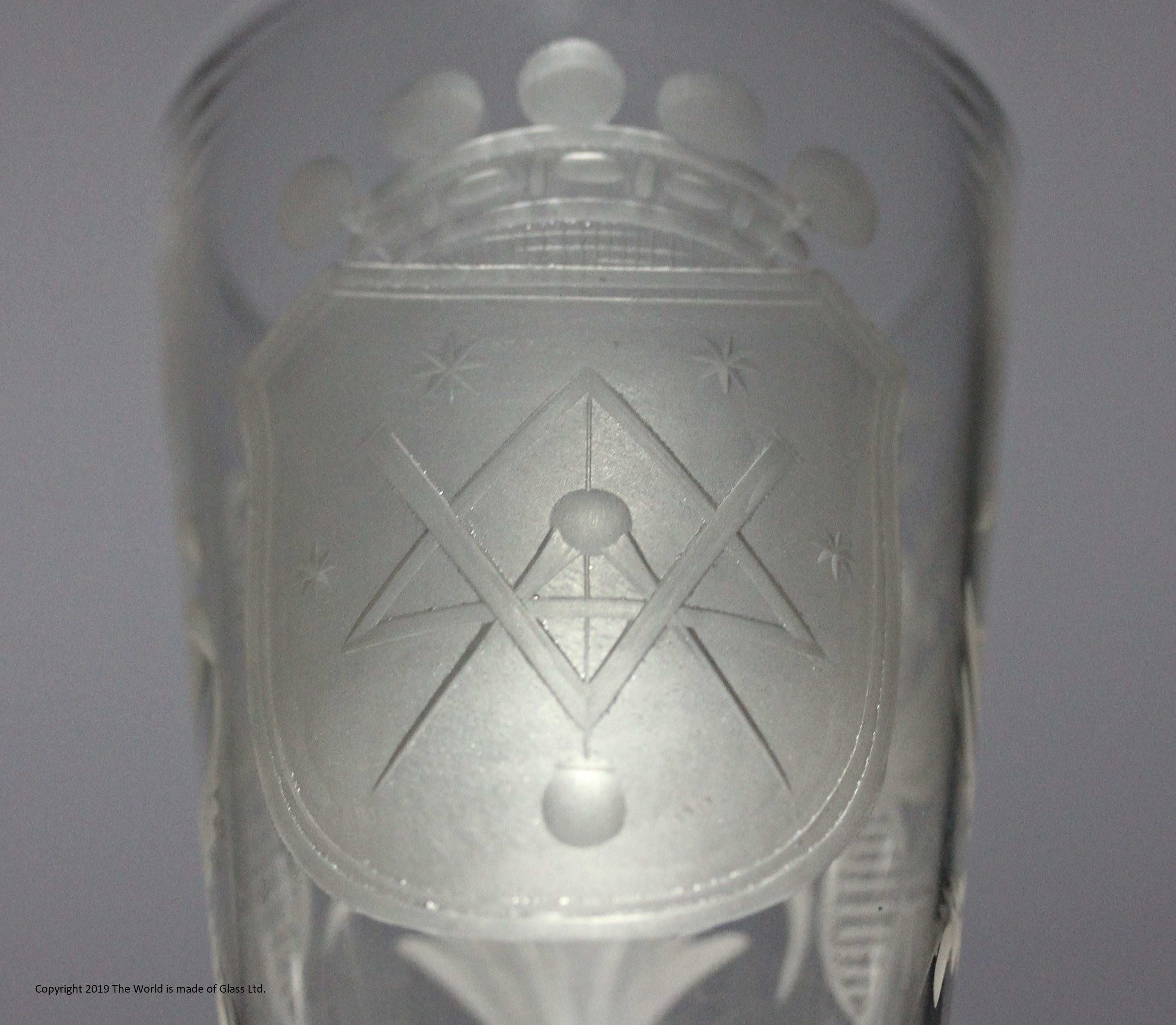 Set of Five William IV/Early Victorian Armorial-Engraved Masonic Ale Glasses For Sale 1