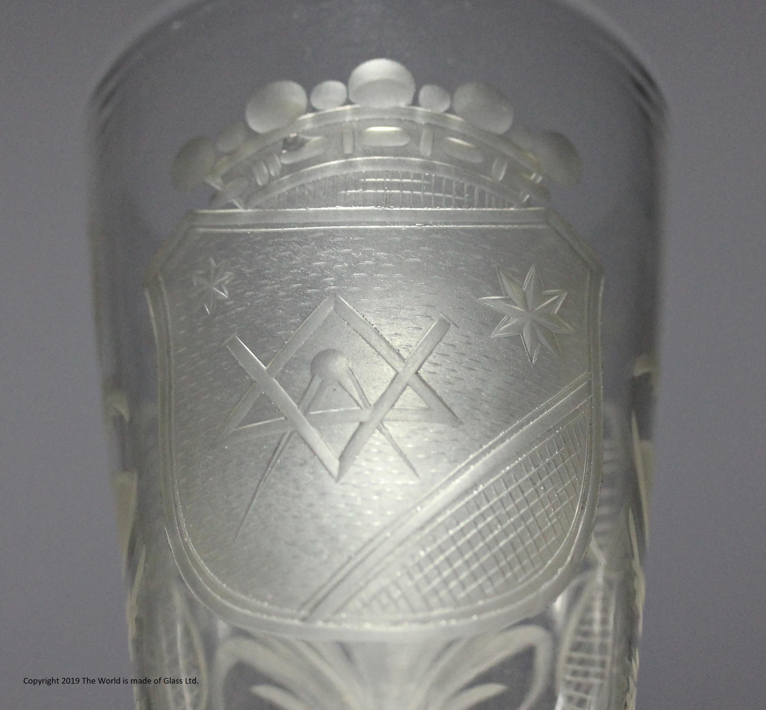 Set of Five William IV/Early Victorian Armorial-Engraved Masonic Ale Glasses For Sale 3