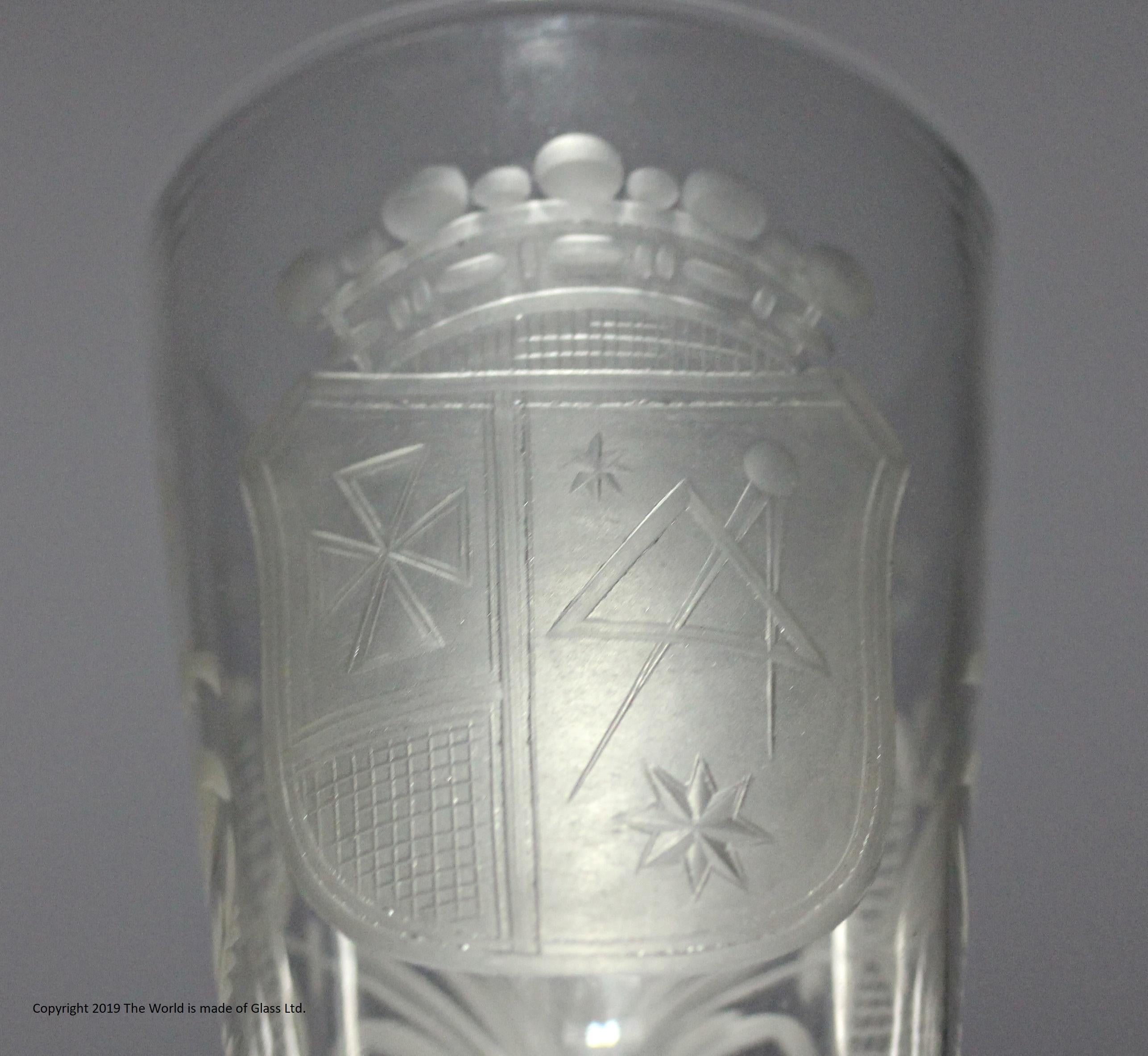 Set of Five William IV/Early Victorian Armorial-Engraved Masonic Ale Glasses For Sale 4