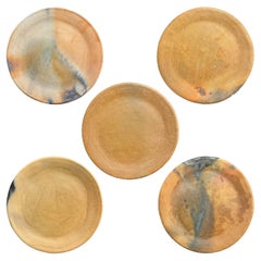 Vintage Set of Five Wood Fired Terra Cotta Plates