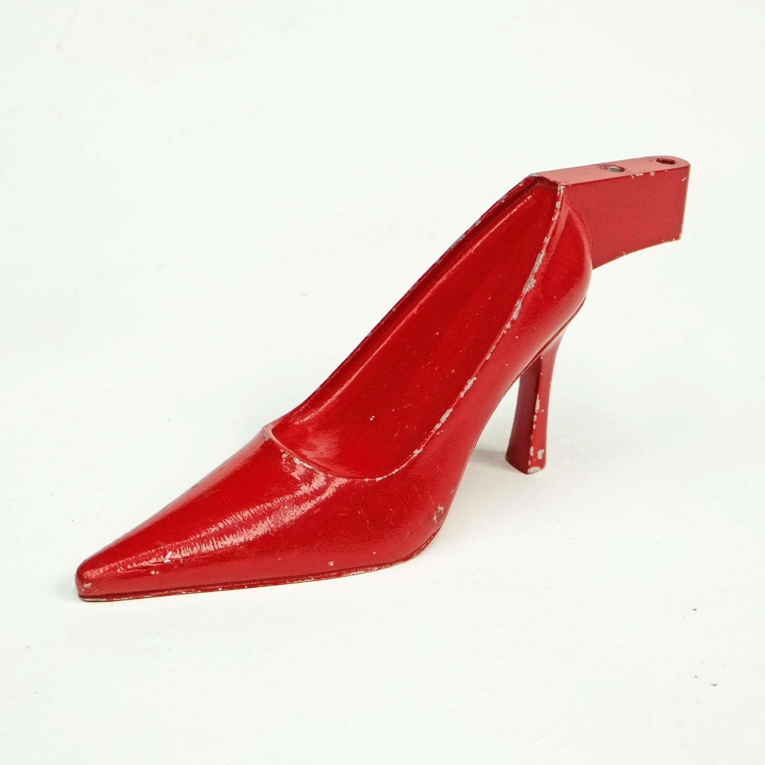 British 1950s Red Metal High Heel Stiletto Shoe Display Pop Art, 5 x available For Sale