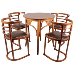 Antique Set of Fledermaus Chairs by J. Hoffmann & Thonet Coffee Table, Austria, ca. 1907