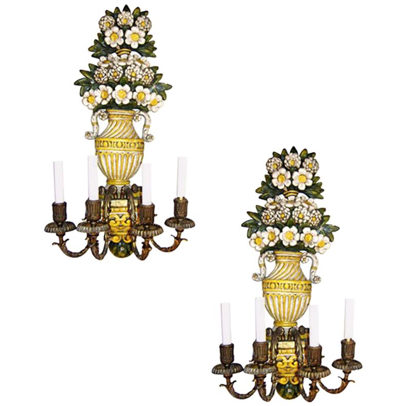 Set of Floral Caldwell Sconces. Sold per pair. For Sale