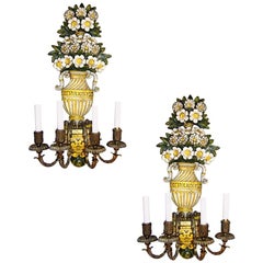 Vintage Set of Floral Caldwell Sconces. Sold per pair.