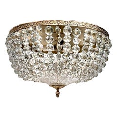 Set of Flush Mounted Crystal Light Fixtures, Sold Individually