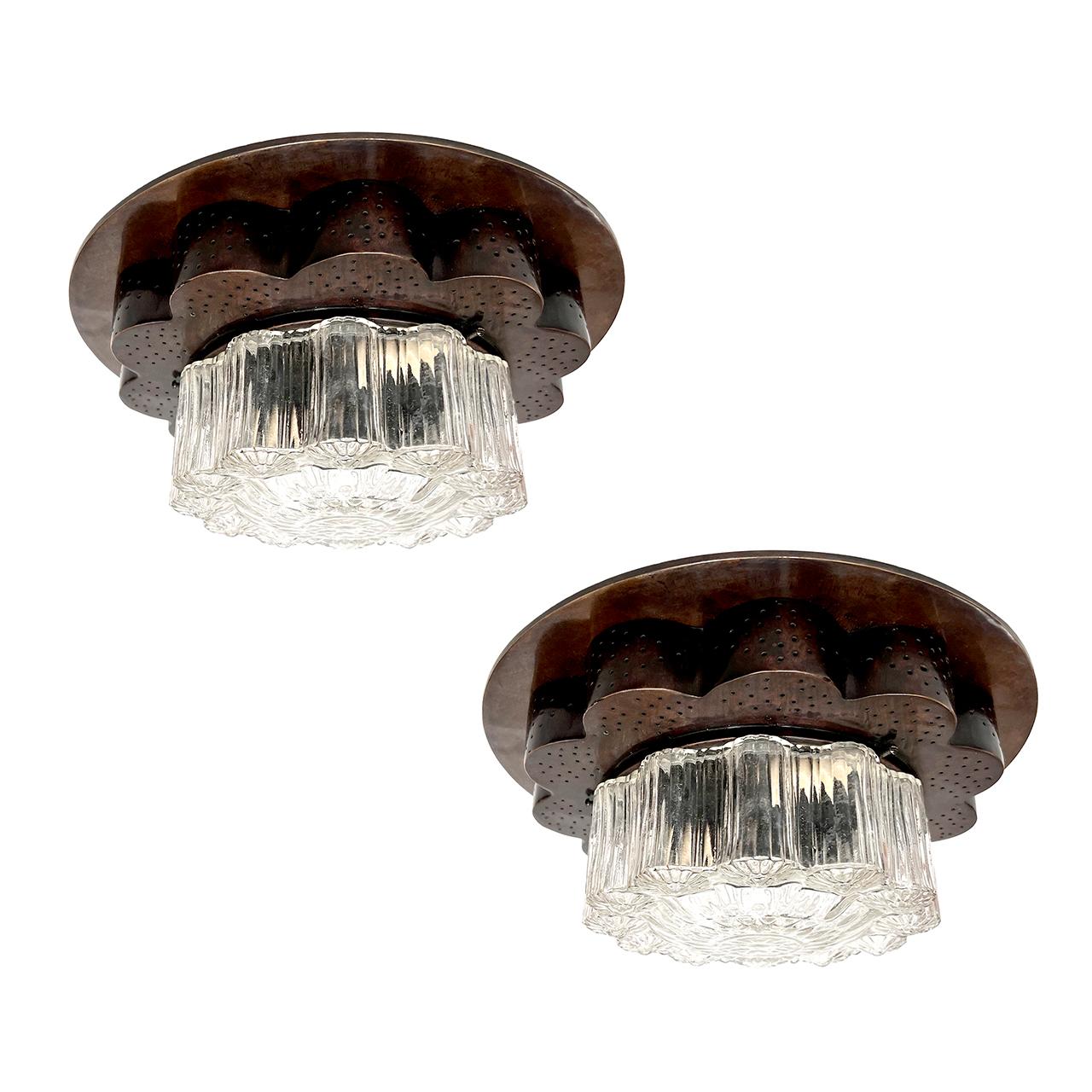 Italian Set of Flush Mounted Light Fixtures, Sold Individually For Sale
