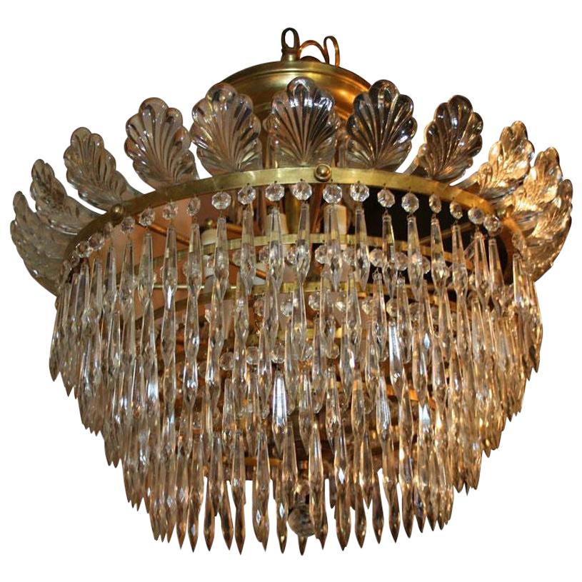 Set of Flushmounted Bronze and Crystal Light Fixtures, Sold Individually