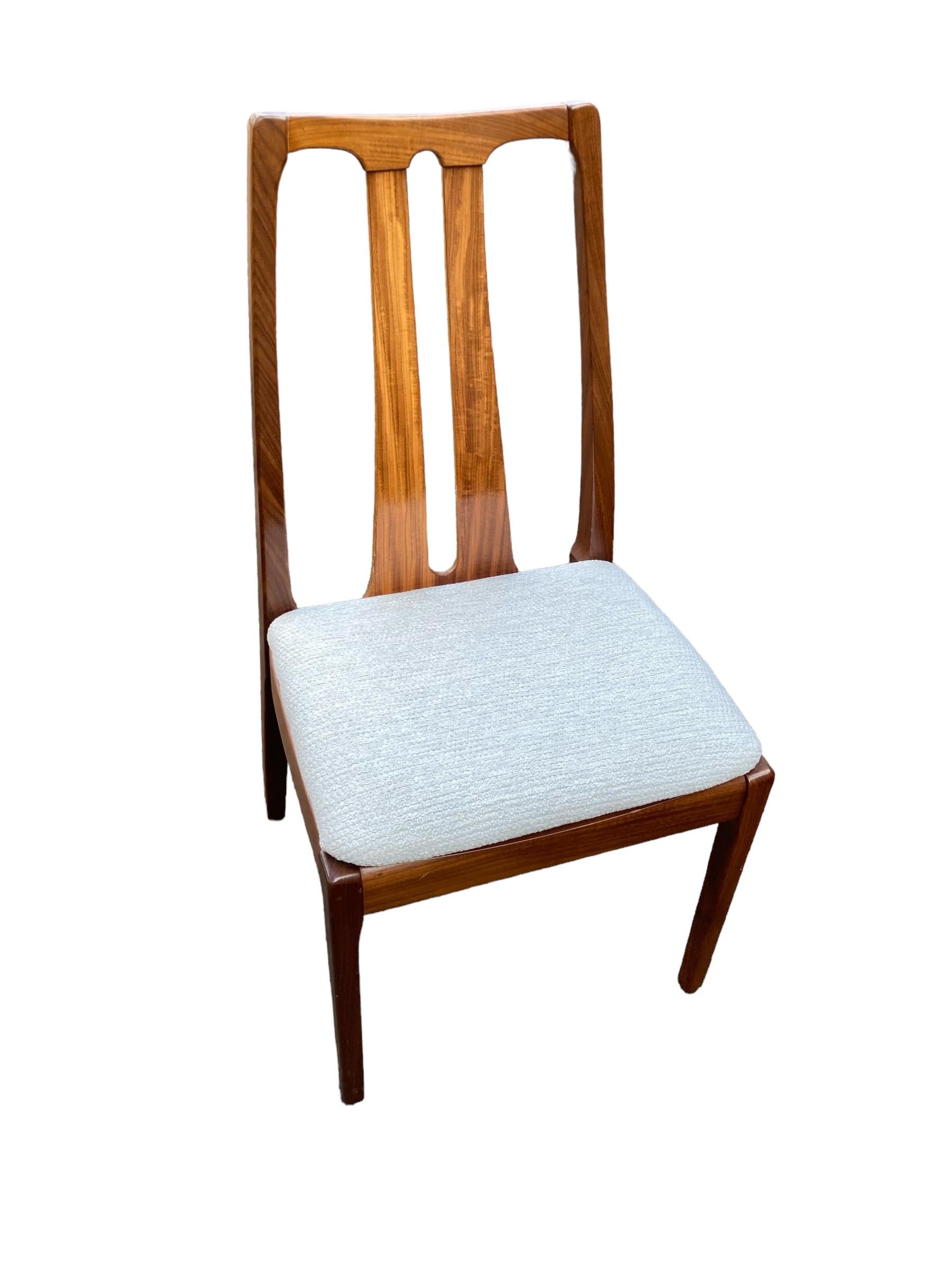 Mid-Century Modern Set of For Mid Century Teak Nathan Dining Chairs with two carvers For Sale
