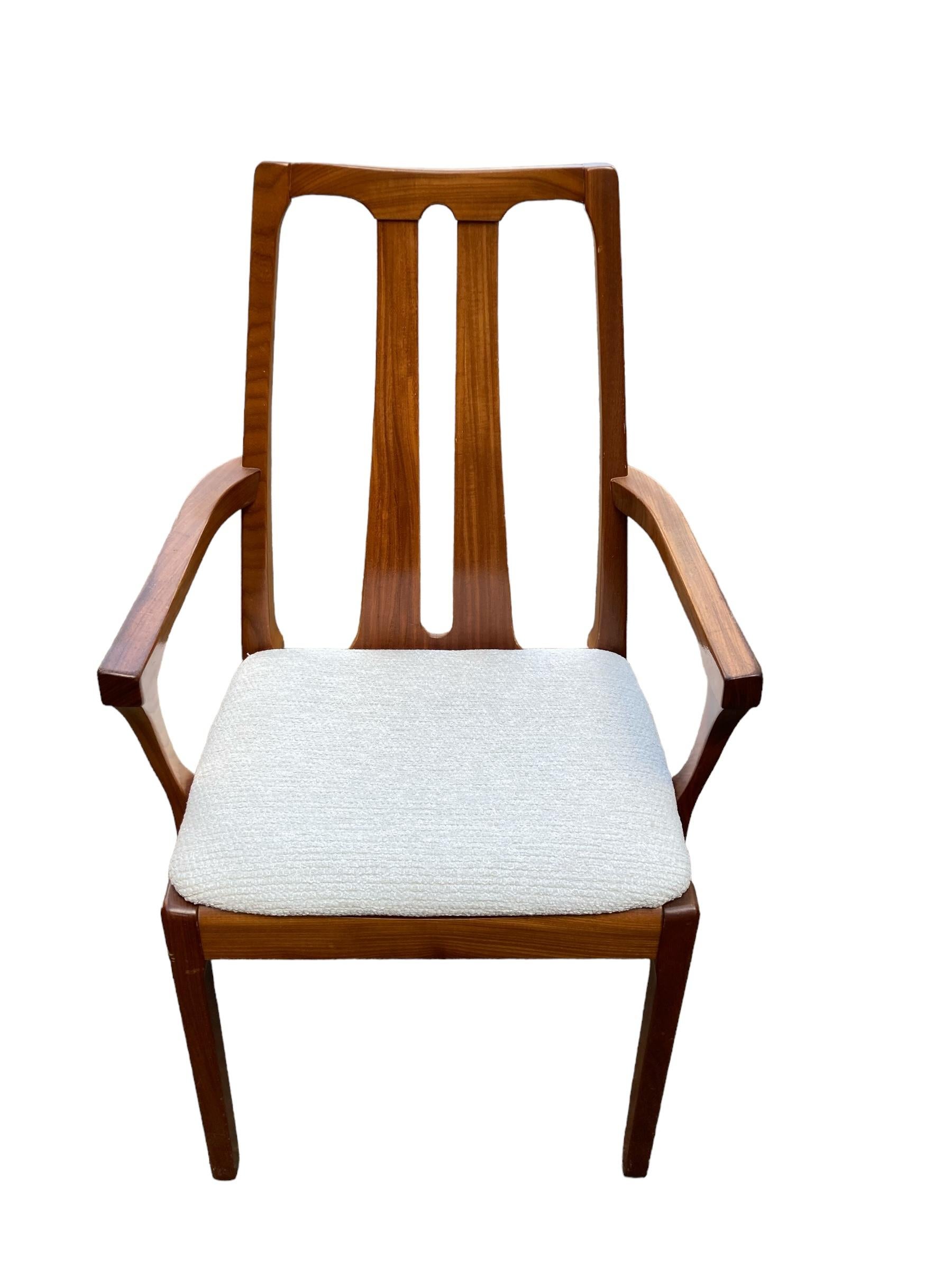 20th Century Set of For Mid Century Teak Nathan Dining Chairs with two carvers For Sale