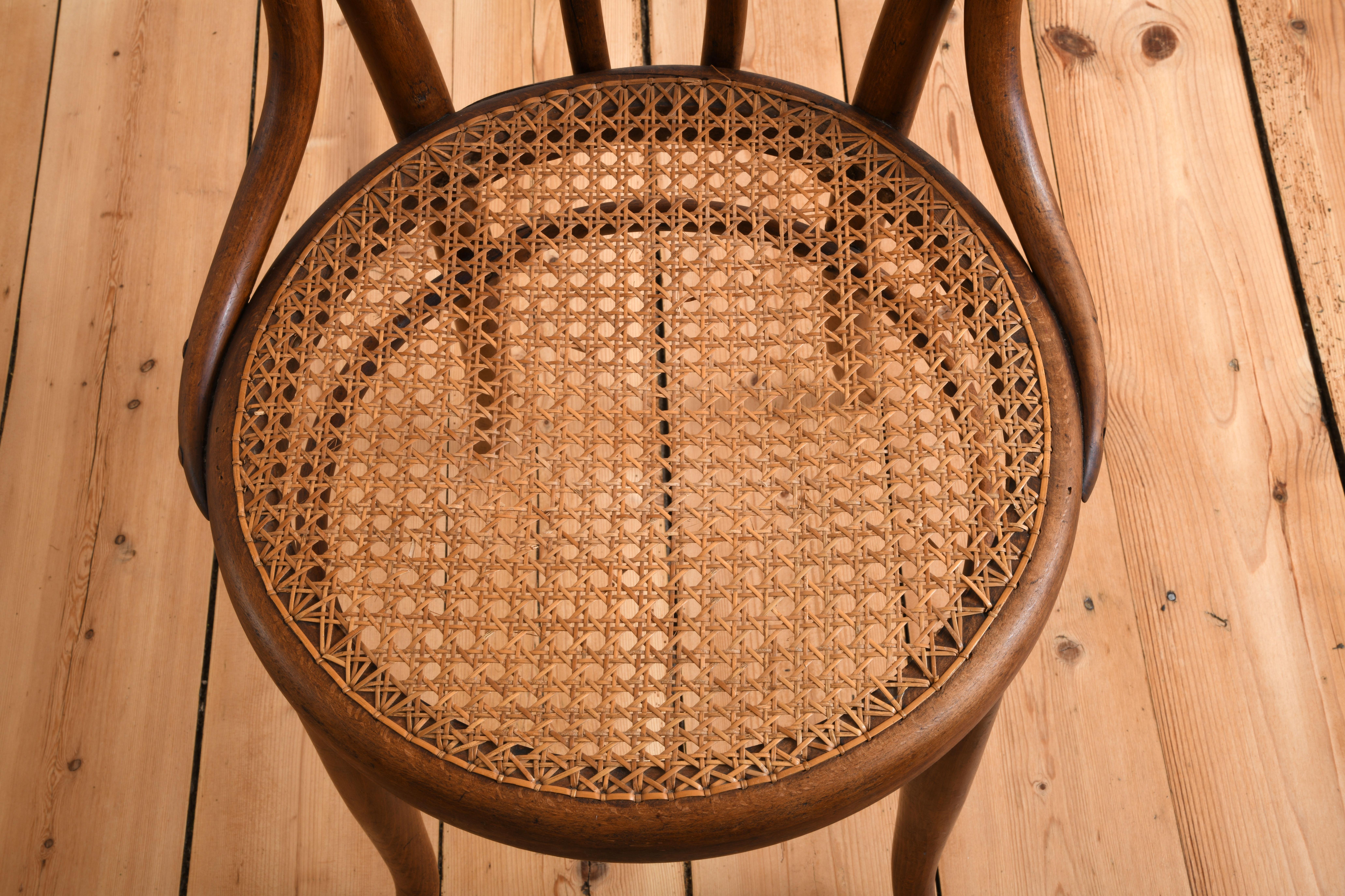 Ensemble de quatre chaises en bois courbé produites par Kohn au début du 20e siècle en vente 3