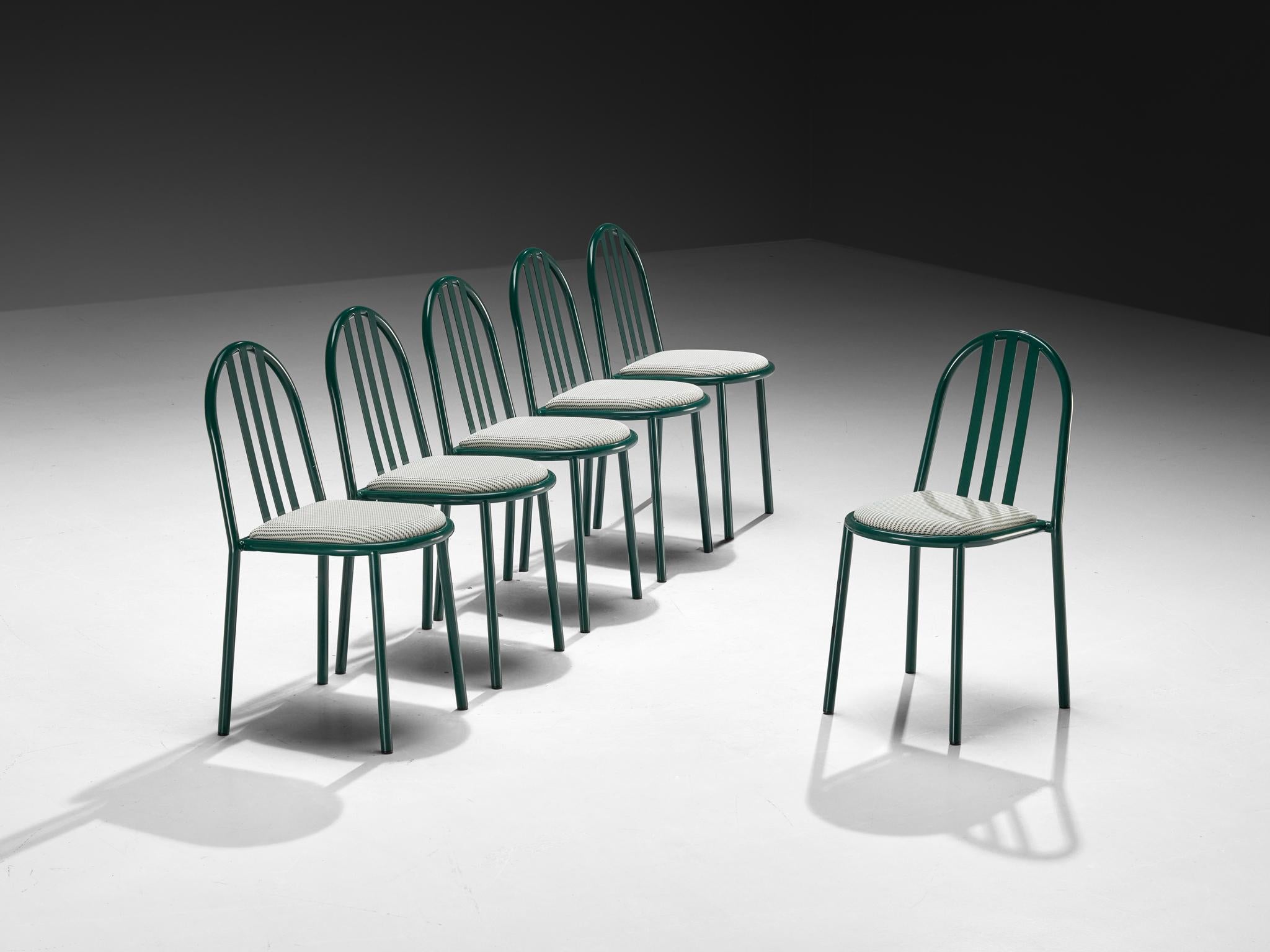 Mid-Century Modern Set of Forest Green Tubular Steel Chairs by Robert Mallet-Stevens