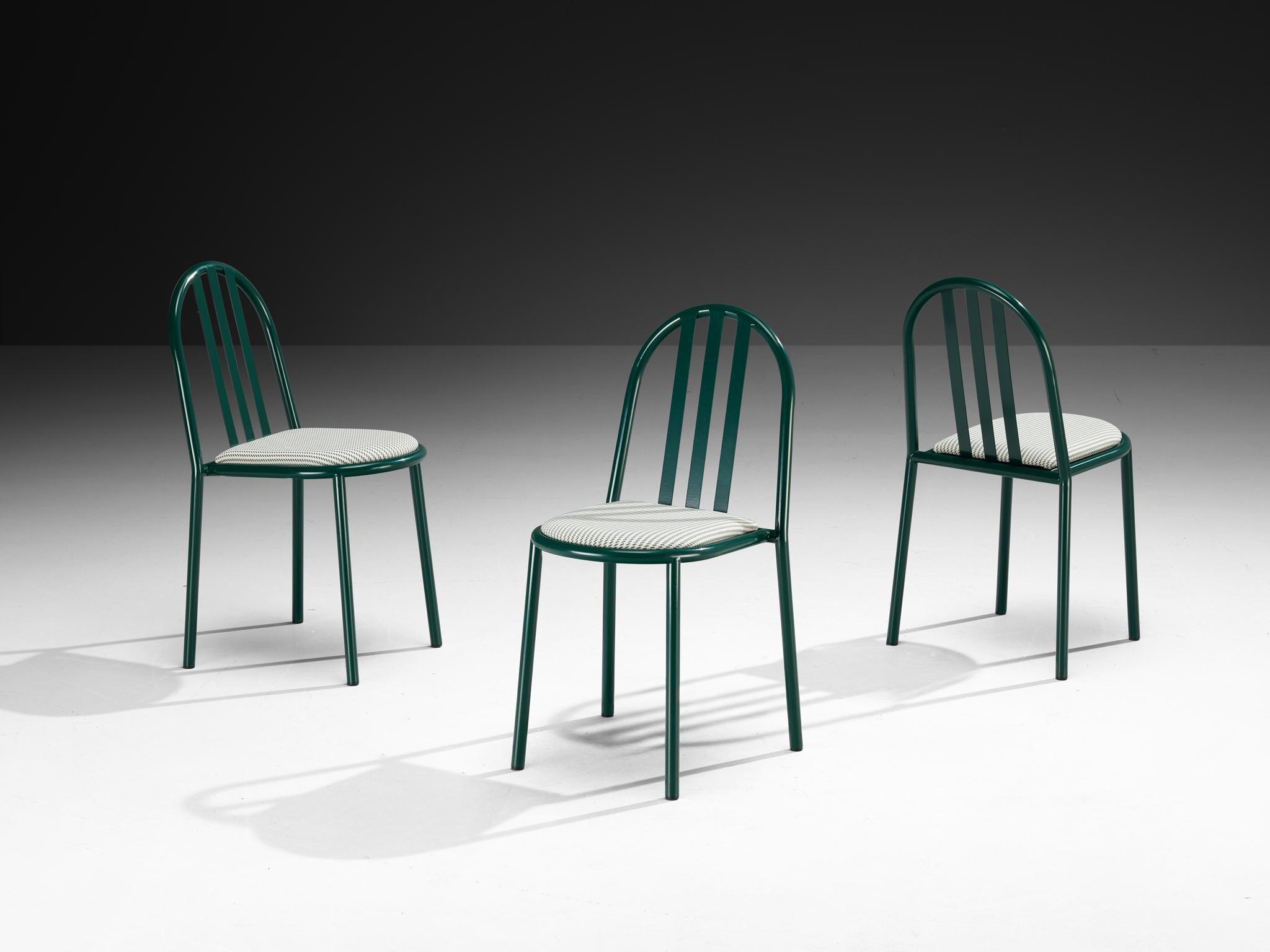 French Set of Forest Green Tubular Steel Chairs by Robert Mallet-Stevens