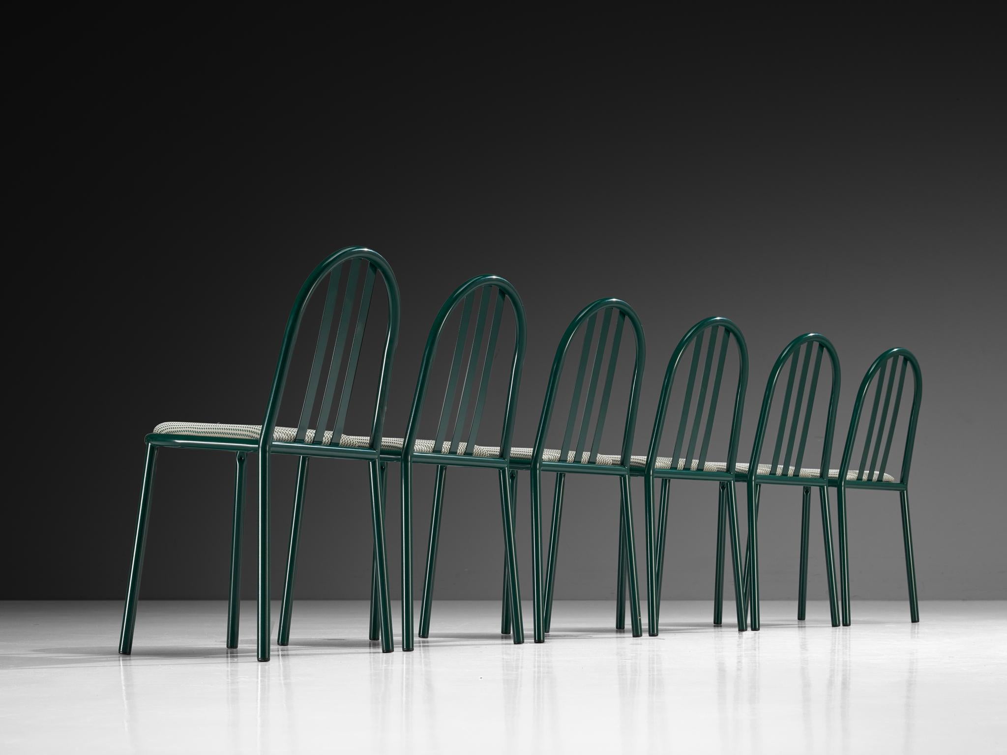 Early 20th Century Set of Forest Green Tubular Steel Chairs by Robert Mallet-Stevens