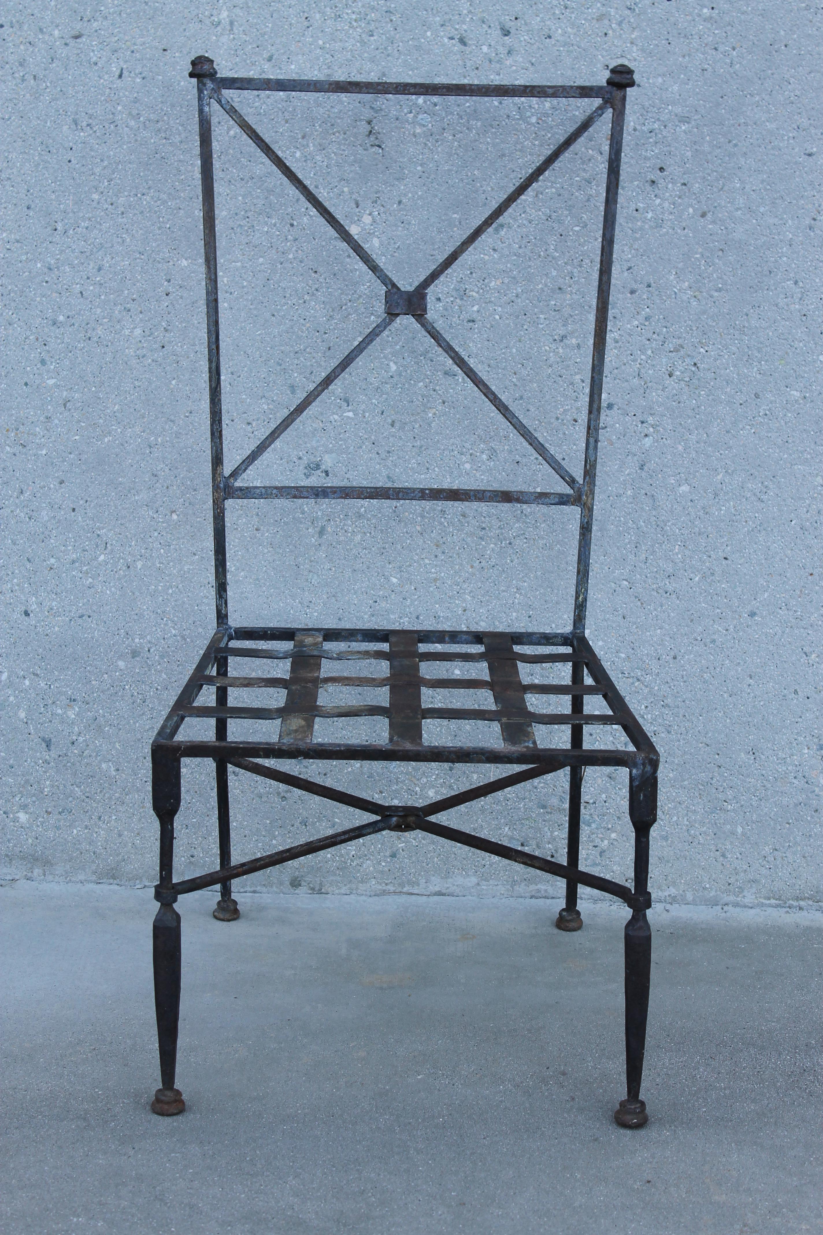 Steel Set of Forged Iron Neoclassical Chairs